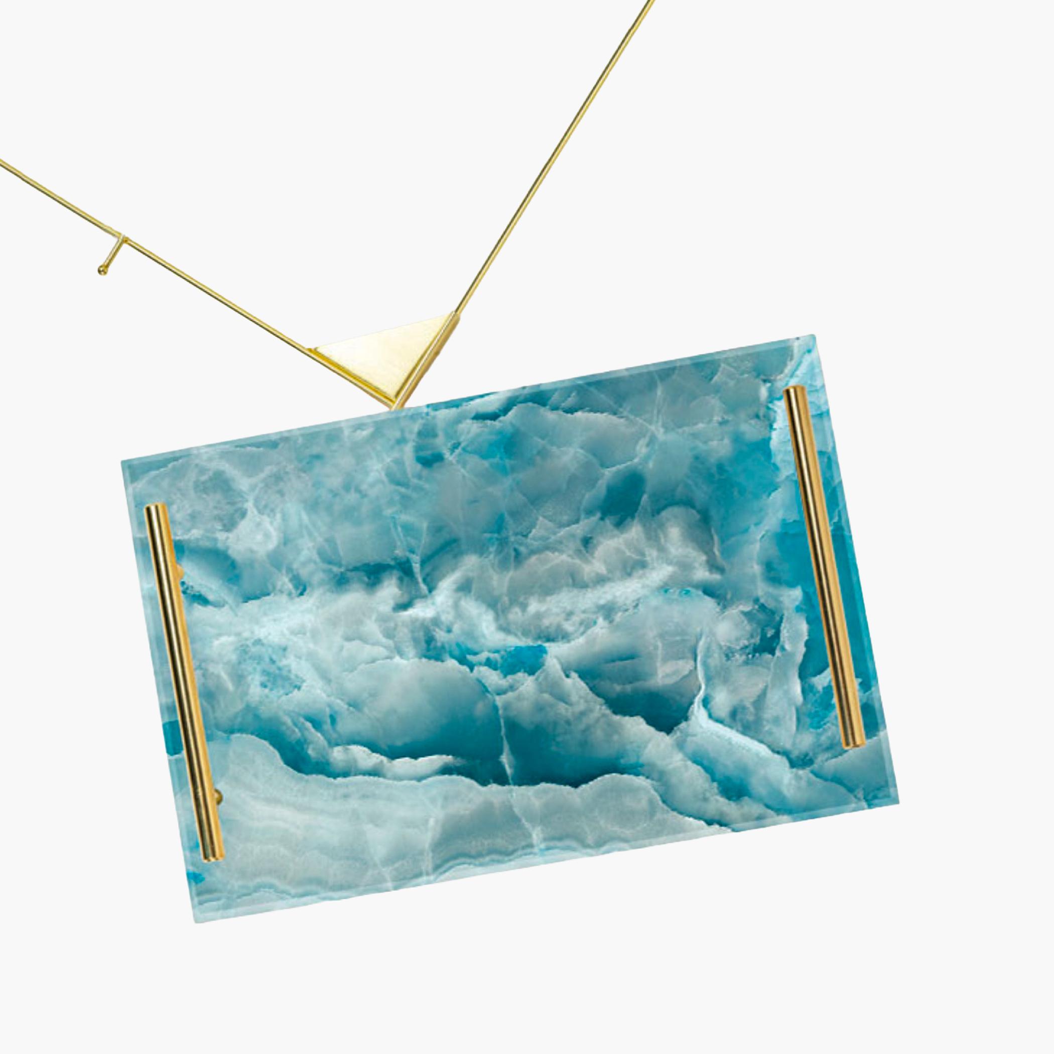 Decorative Acrylic Serving Tray with Gold Metal Handles and Marble Design 20×30 cm-household-dining-serveware-servingtrays-image-3