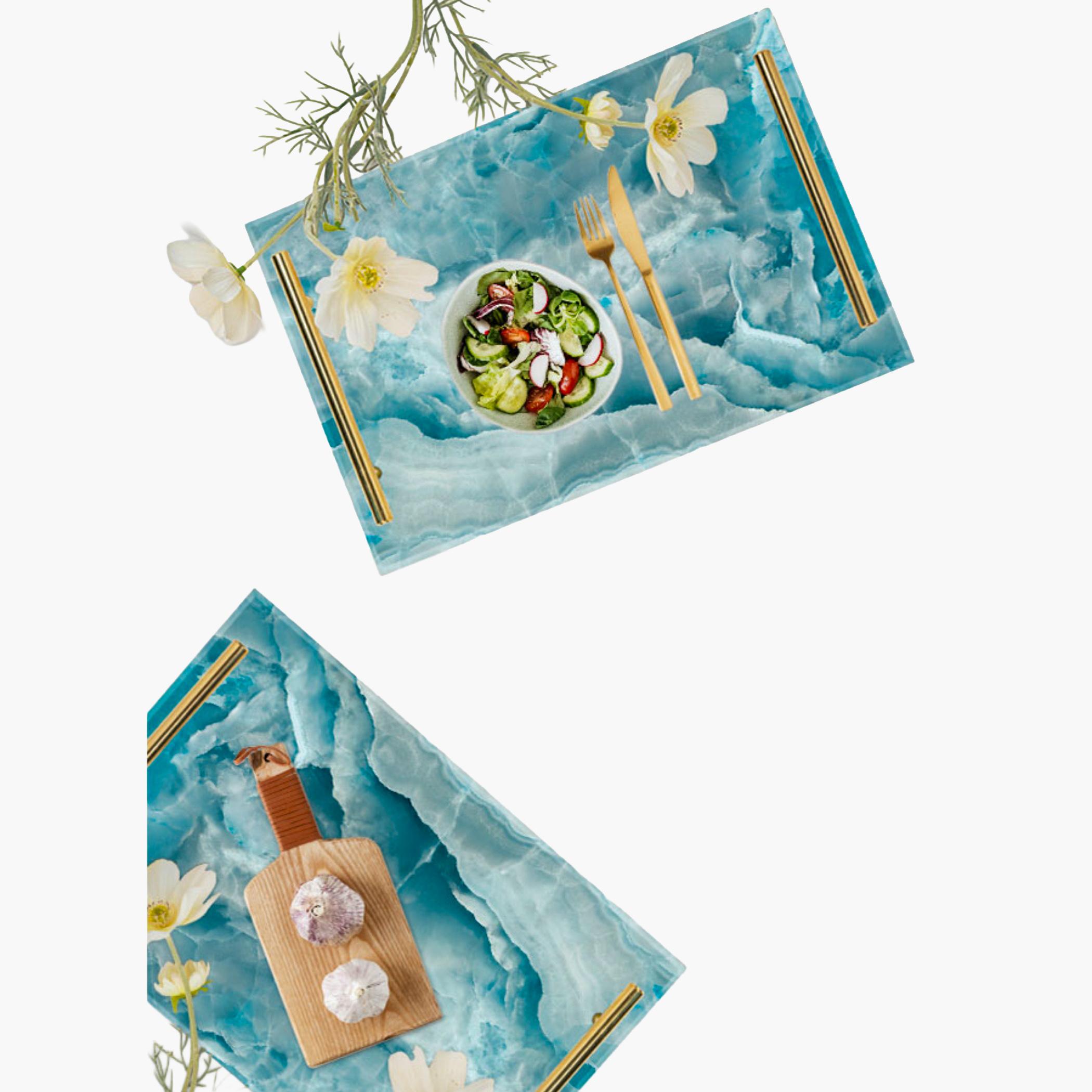 Decorative Acrylic Serving Tray with Gold Metal Handles and Marble Design 20×30 cm-household-dining-serveware-servingtrays-image-5