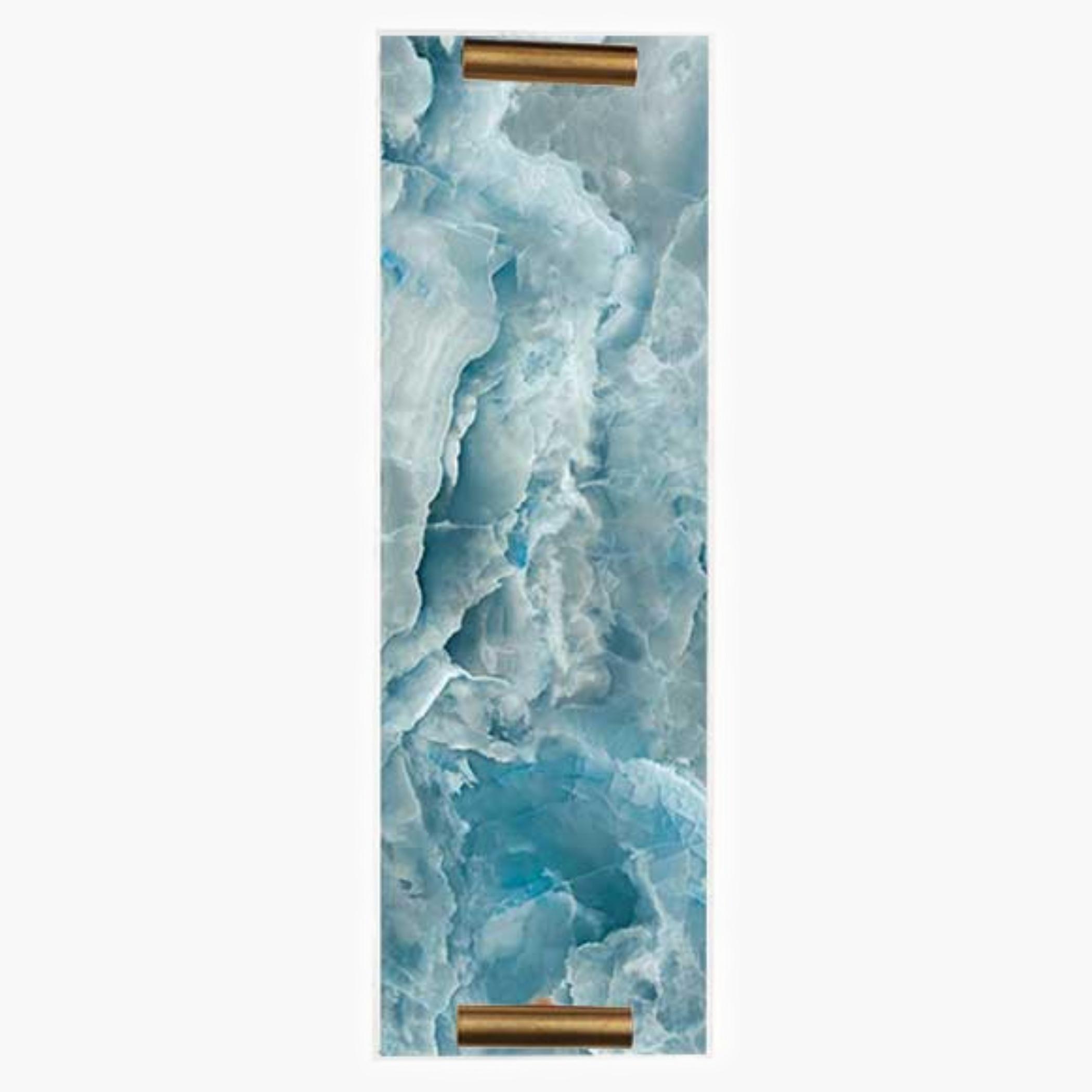 Decorative Acrylic Serving Tray with Gold Metal Handles and Marble Design 10×30 cm-household-dining-serveware-servingtrays-image-1