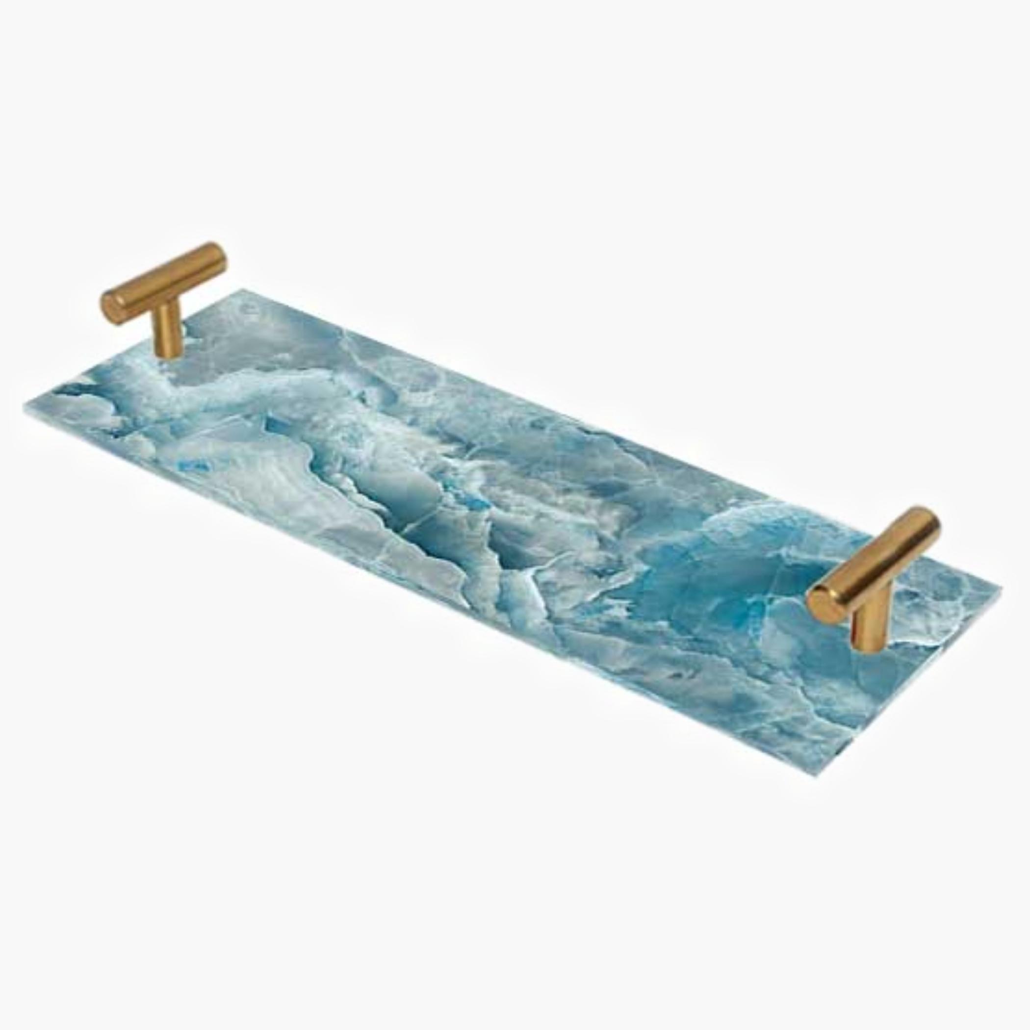 Decorative Acrylic Serving Tray with Gold Metal Handles and Marble Design 10×30 cm-household-dining-serveware-servingtrays-image-4