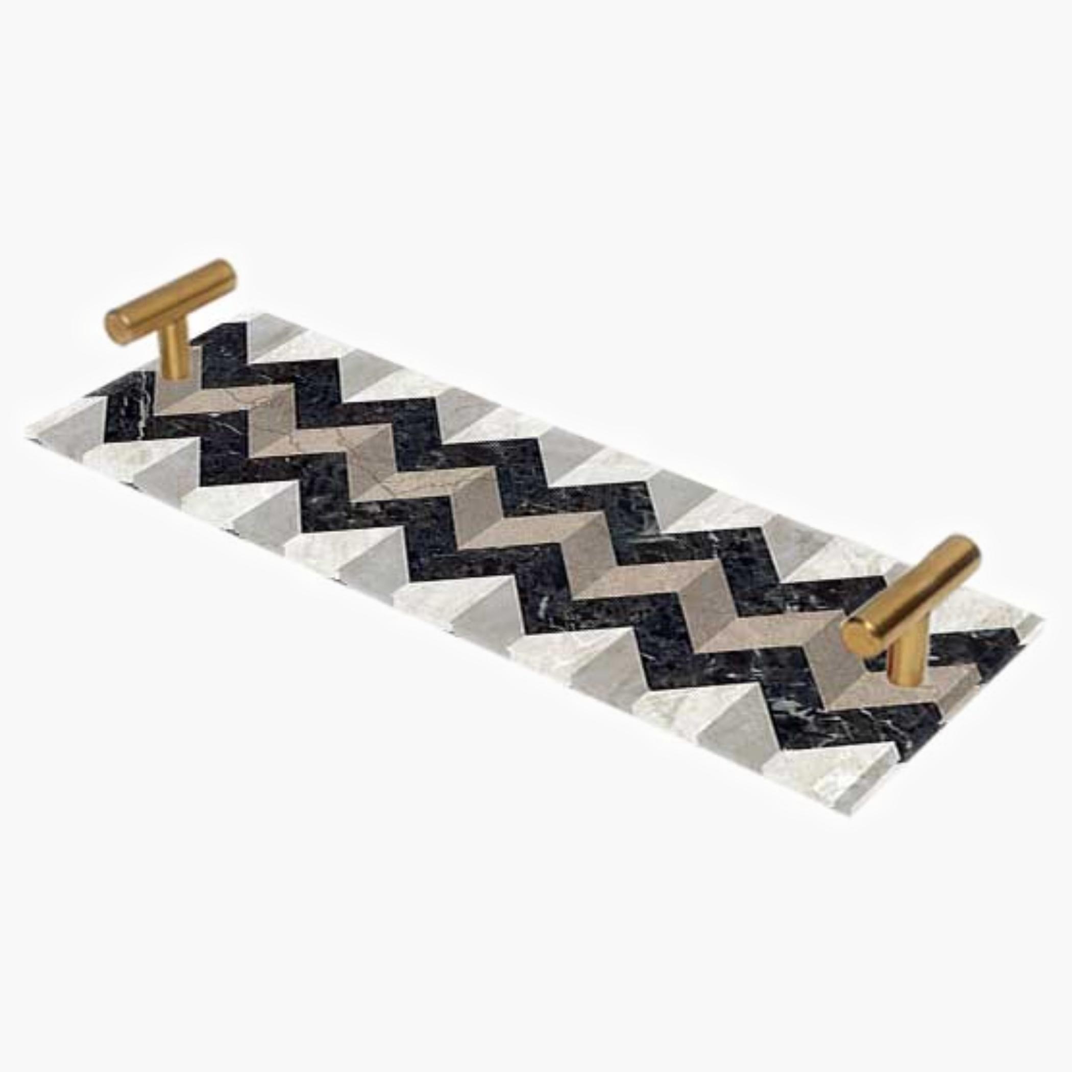 Decorative Acrylic Serving Tray with Gold Metal Handles and Marble Design 10×30 cm-household-dining-serveware-servingtrays-image-3