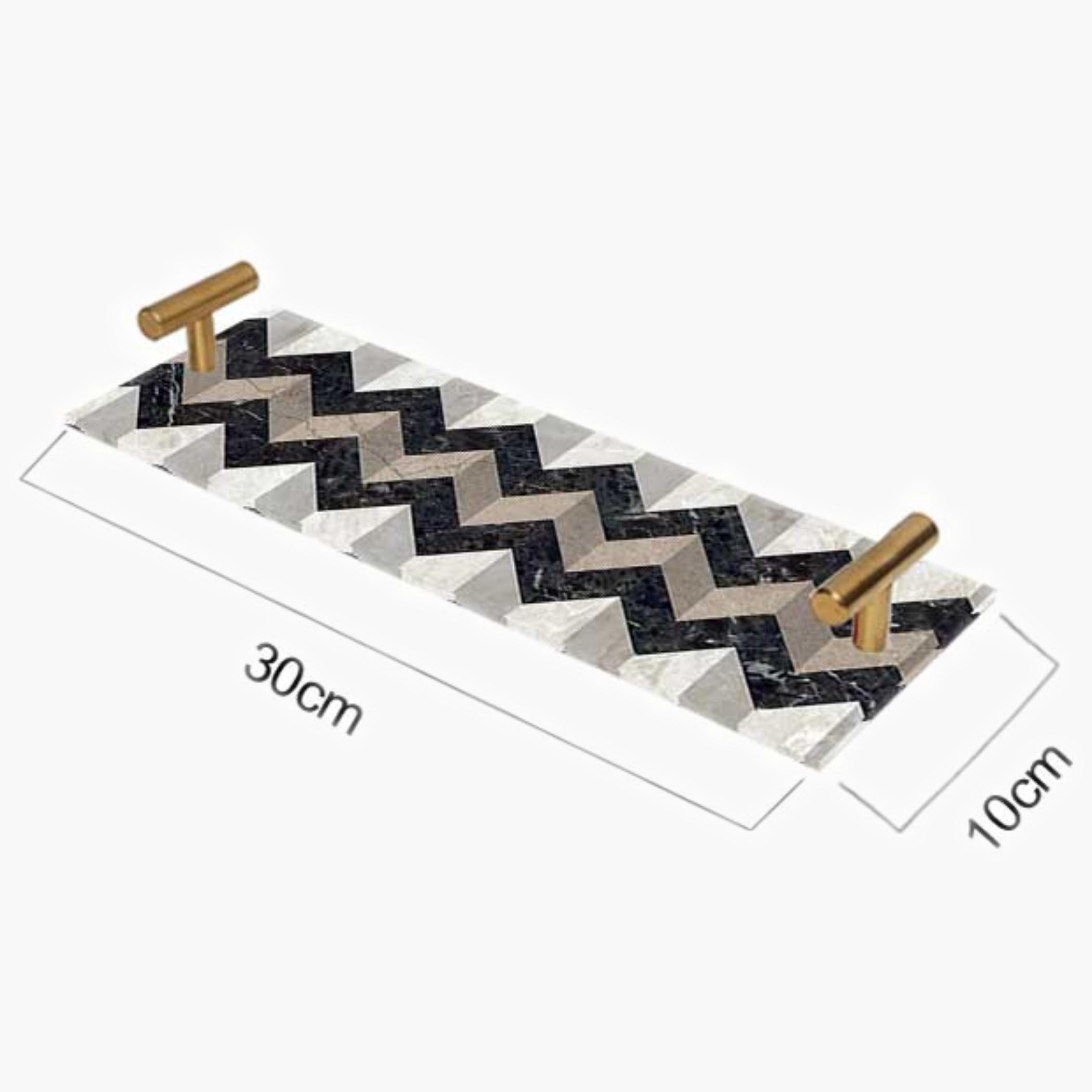 Decorative Acrylic Serving Tray with Gold Metal Handles and Marble Design 10×30 cm-household-dining-serveware-servingtrays-image-5