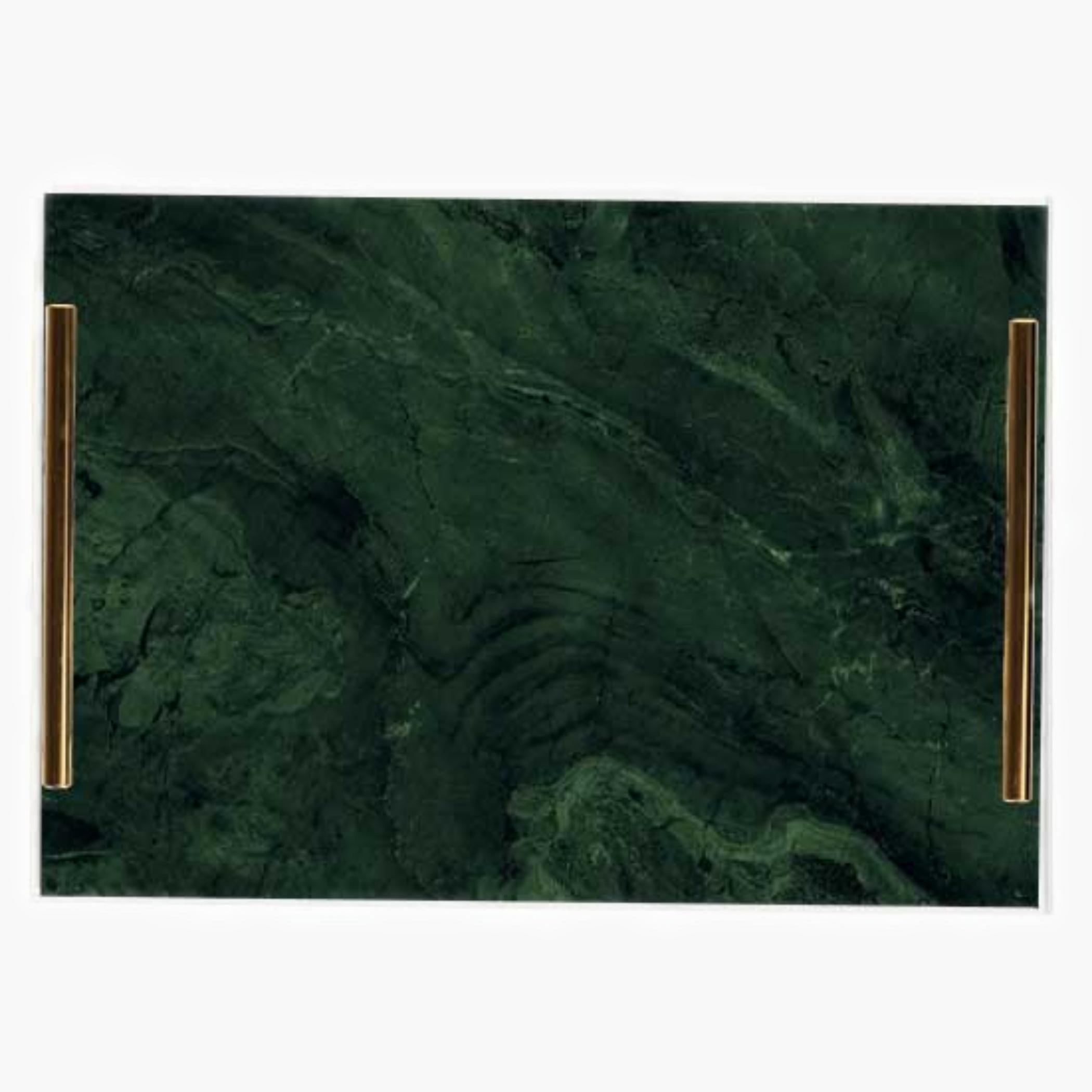 Decorative Acrylic Serving Tray with Gold Metal Handles and Marble Design 24×34 cm-household-dining-serveware-servingtrays-image-1