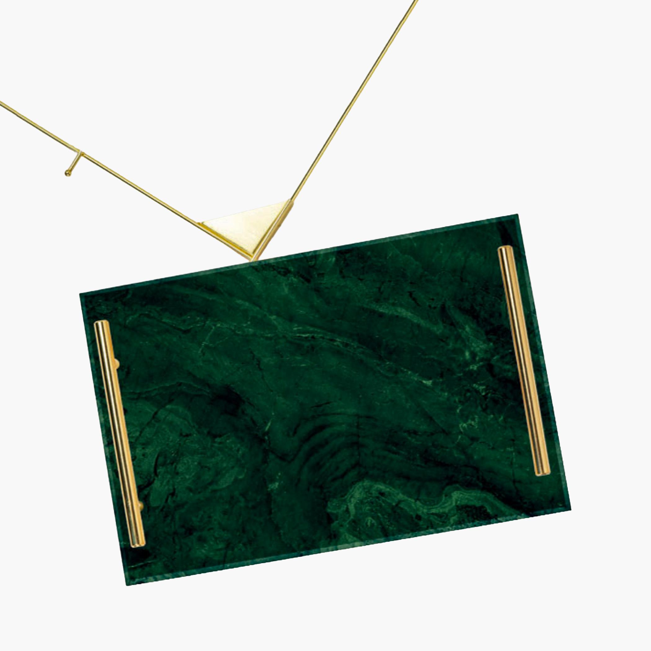 Decorative Acrylic Serving Tray with Gold Metal Handles and Marble Design 24×34 cm-household-dining-serveware-servingtrays-image-3