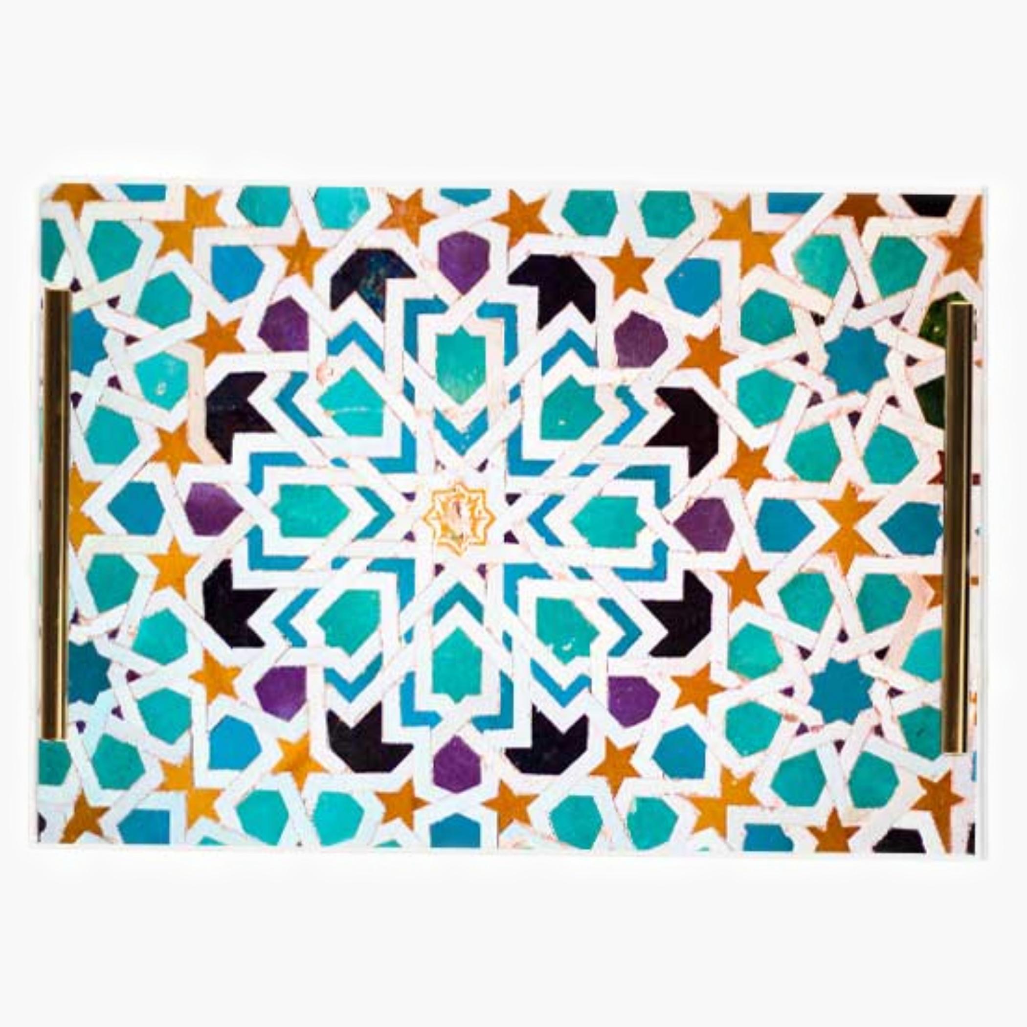 Decorative Acrylic Serving Tray with Gold Metal Handles and Marble Design 20×30 cm-household-dining-serveware-servingtrays-image-2