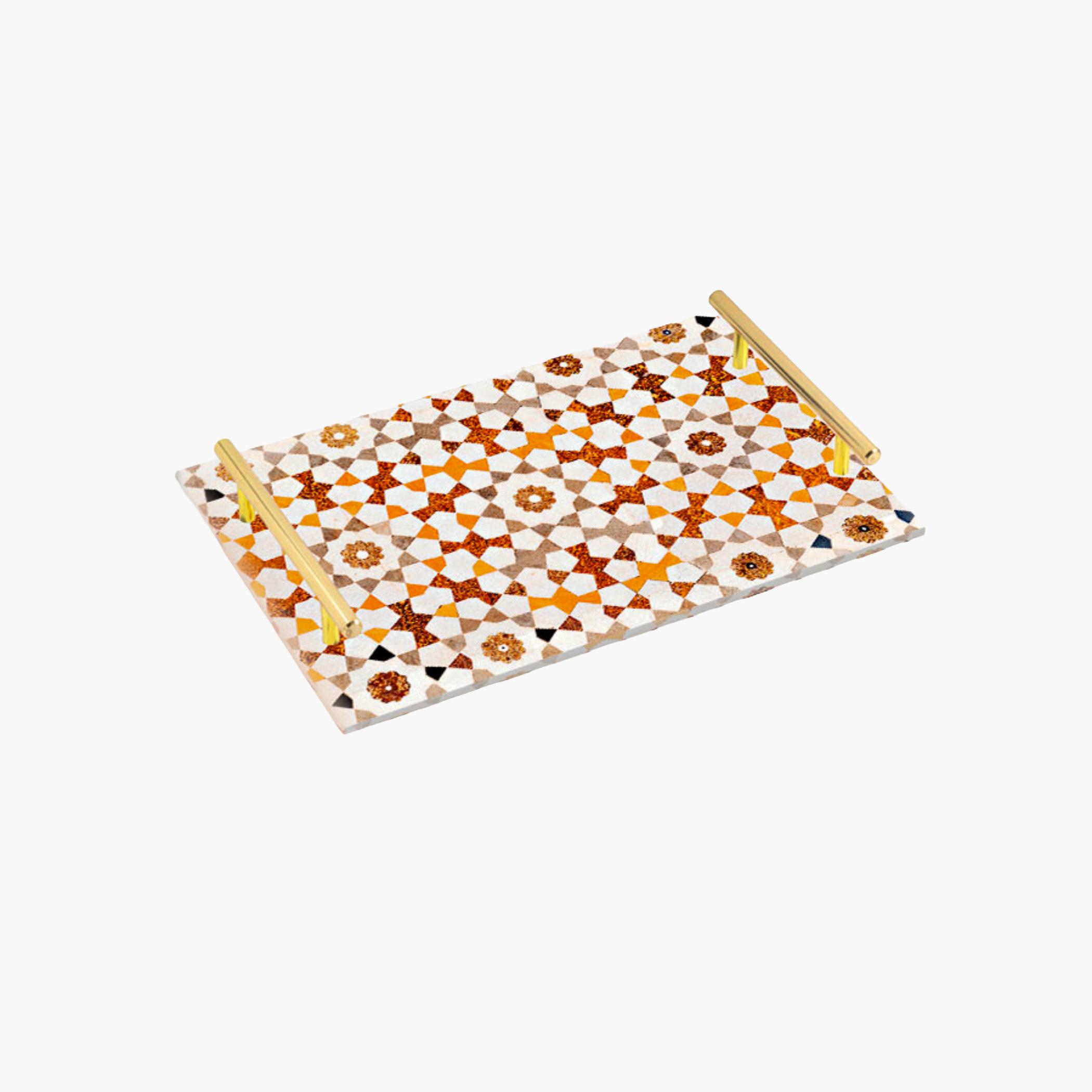 Decorative Acrylic Serving Tray with Gold Metal Handles and Marble Design 20×30 cm-household-dining-serveware-servingtrays-image-4