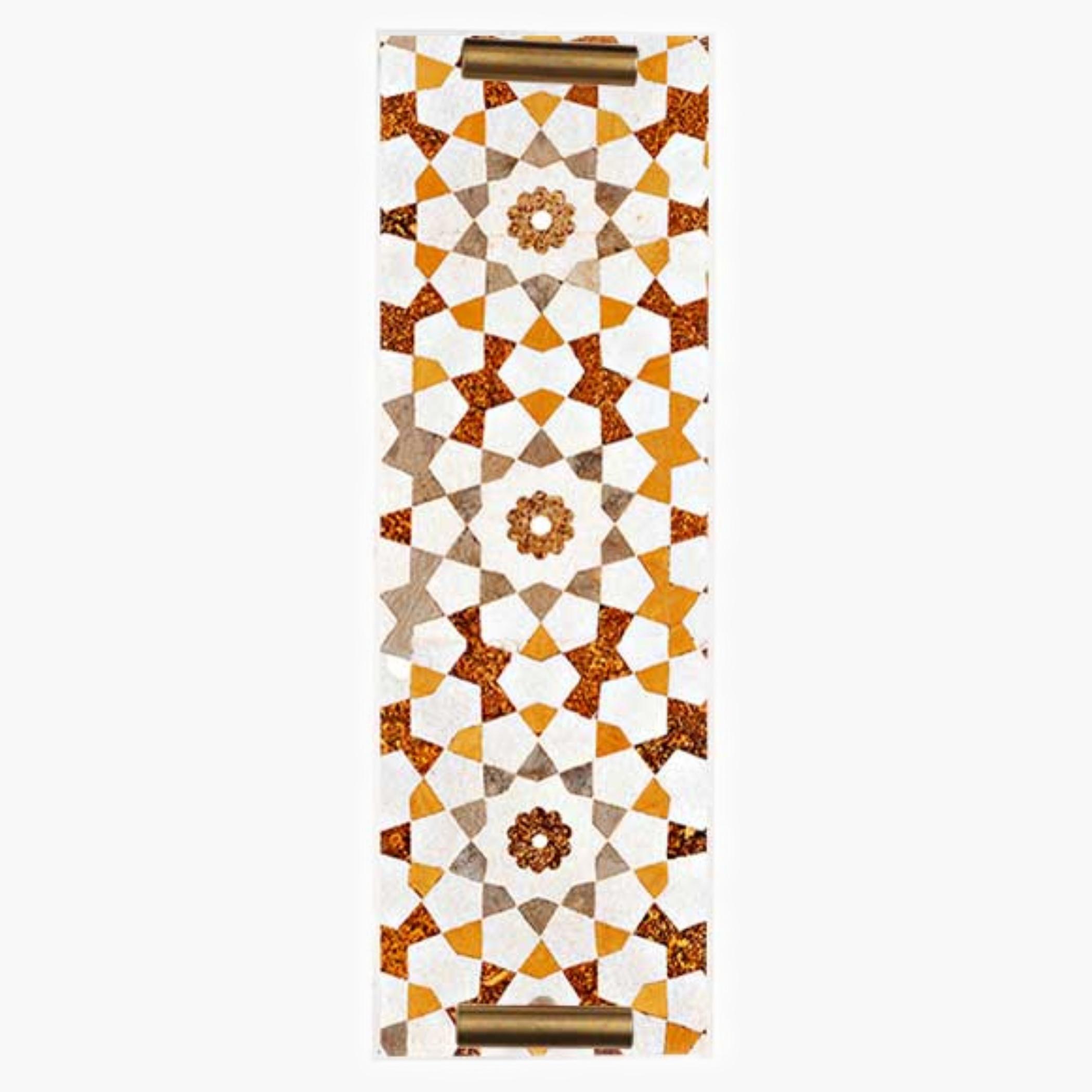 Decorative Acrylic Serving Tray with Gold Metal Handles and Marble Design 10×30 cm-household-dining-serveware-servingtrays-image-4