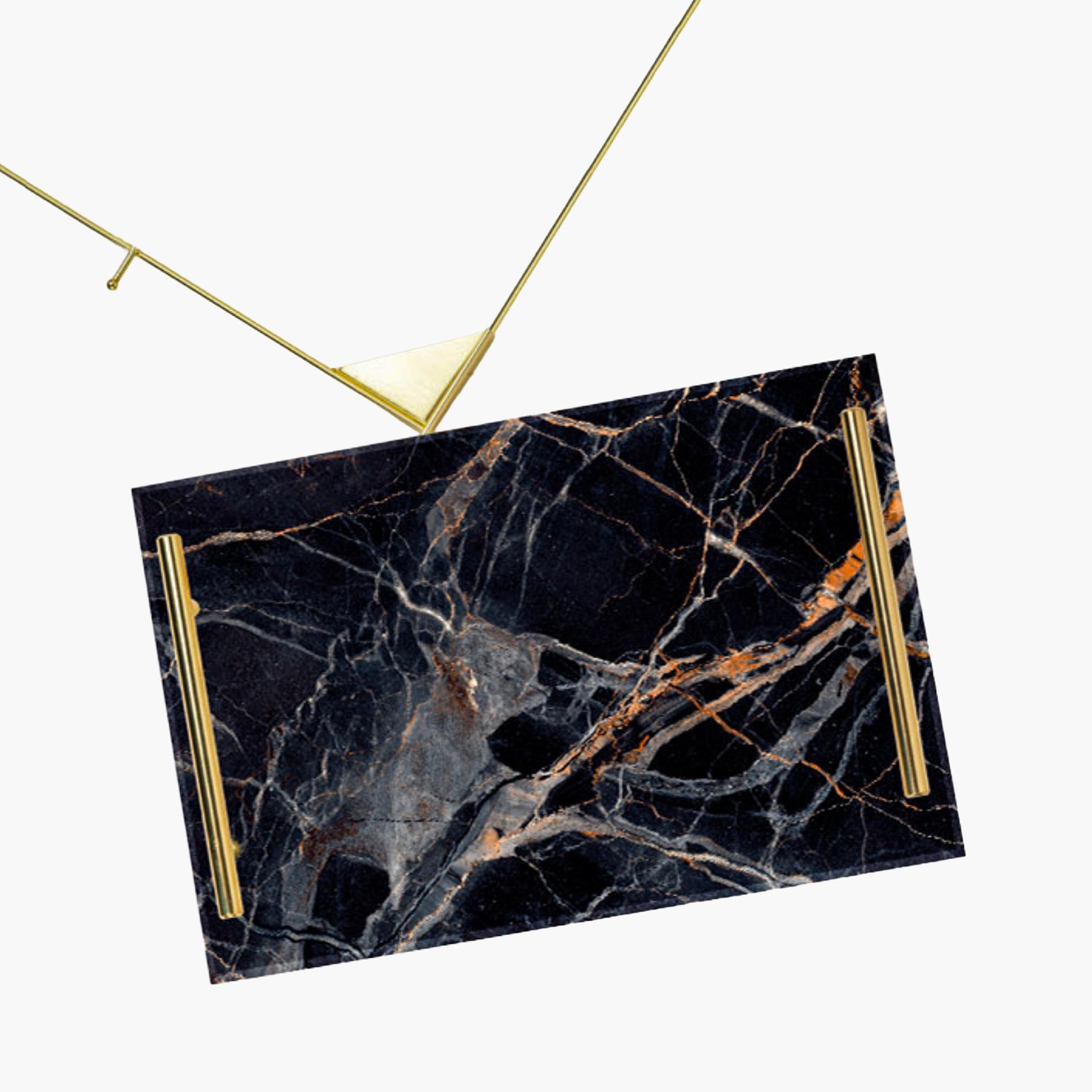 Decorative Acrylic Serving Tray with Gold Metal Handles and Marble Design 24×34 cm-household-dining-serveware-servingtrays-image-3