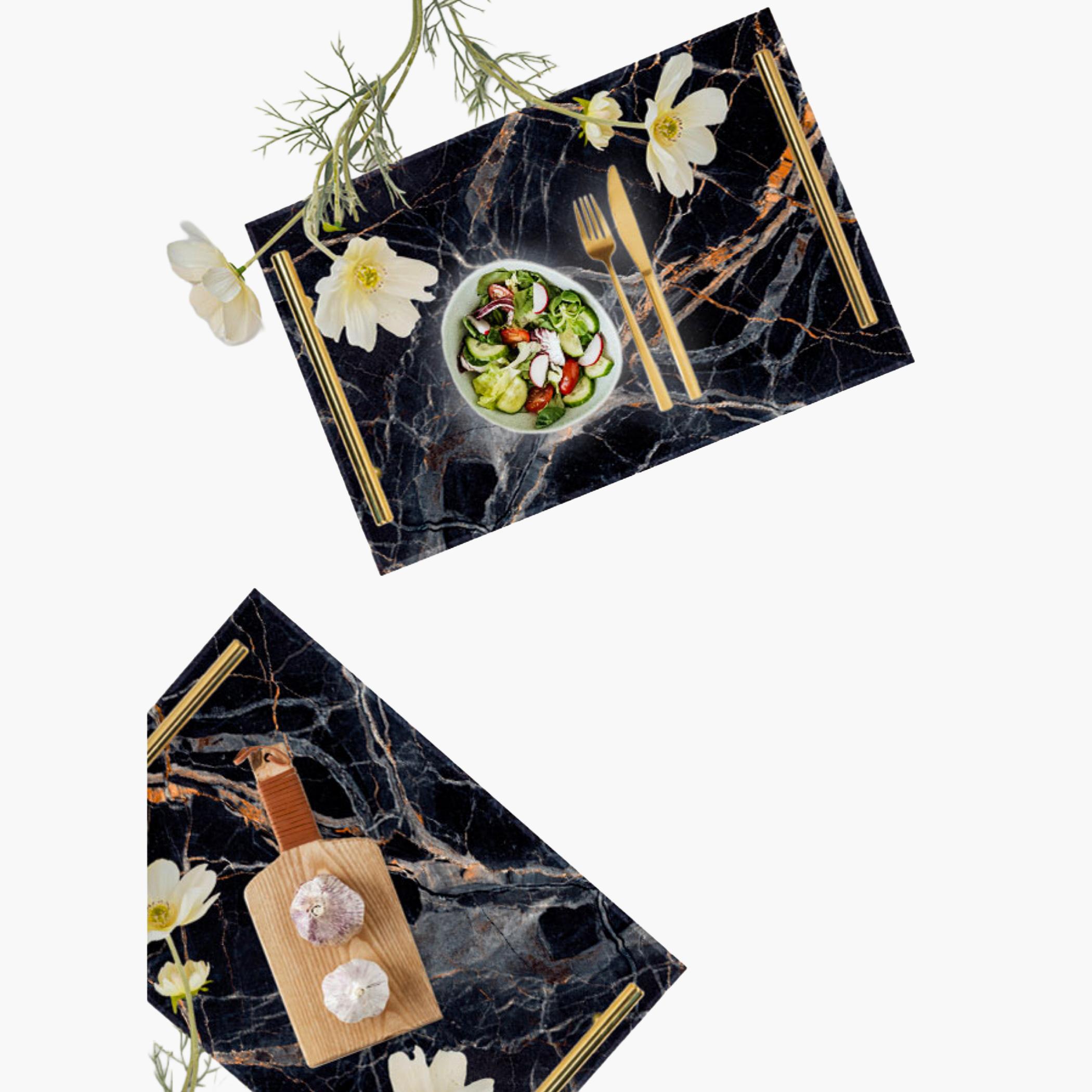 Decorative Acrylic Serving Tray with Gold Metal Handles and Marble Design 24×34 cm-household-dining-serveware-servingtrays-image-5