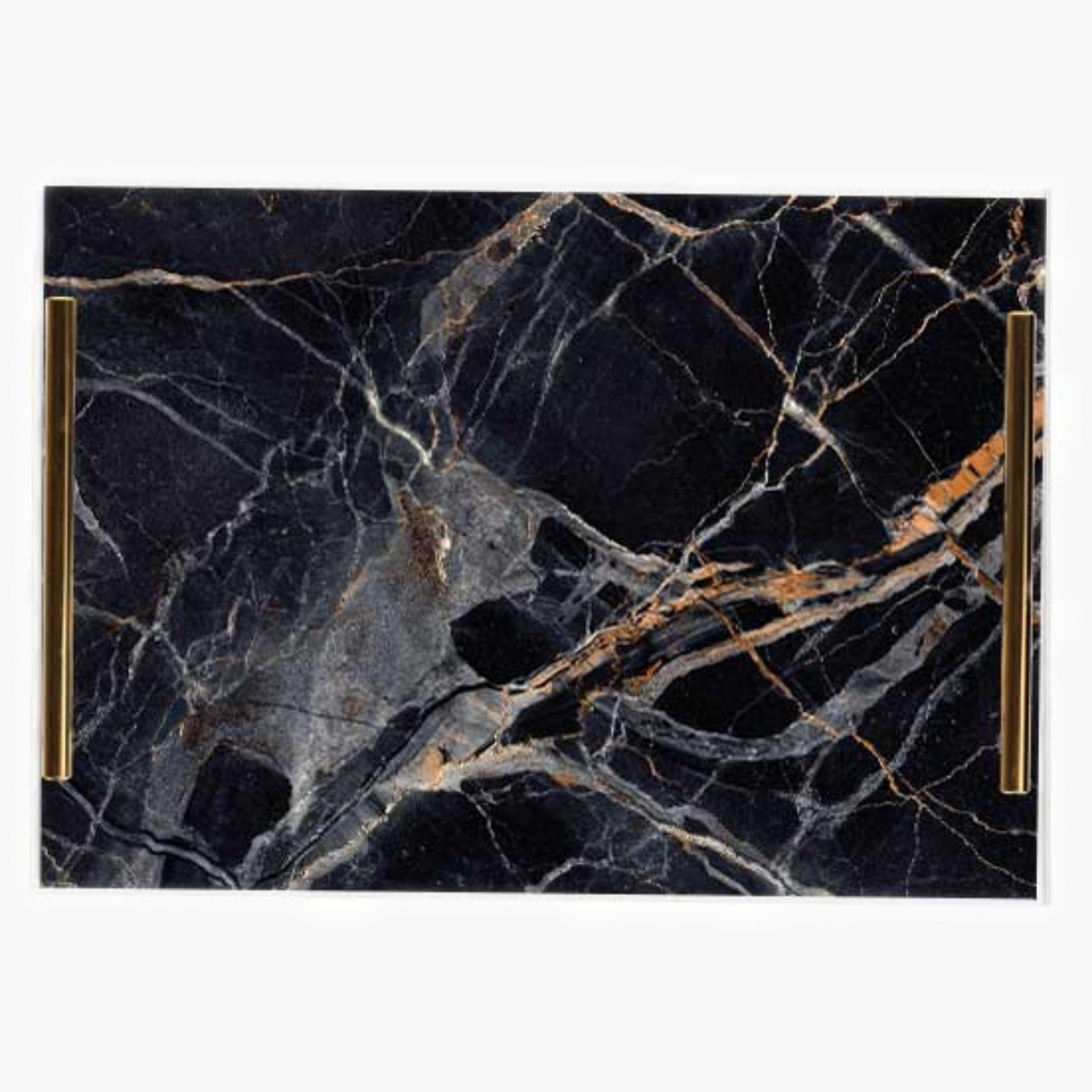 Decorative Acrylic Serving Tray with Gold Metal Handles and Marble Design 24×34 cm-household-dining-serveware-servingtrays-image-6