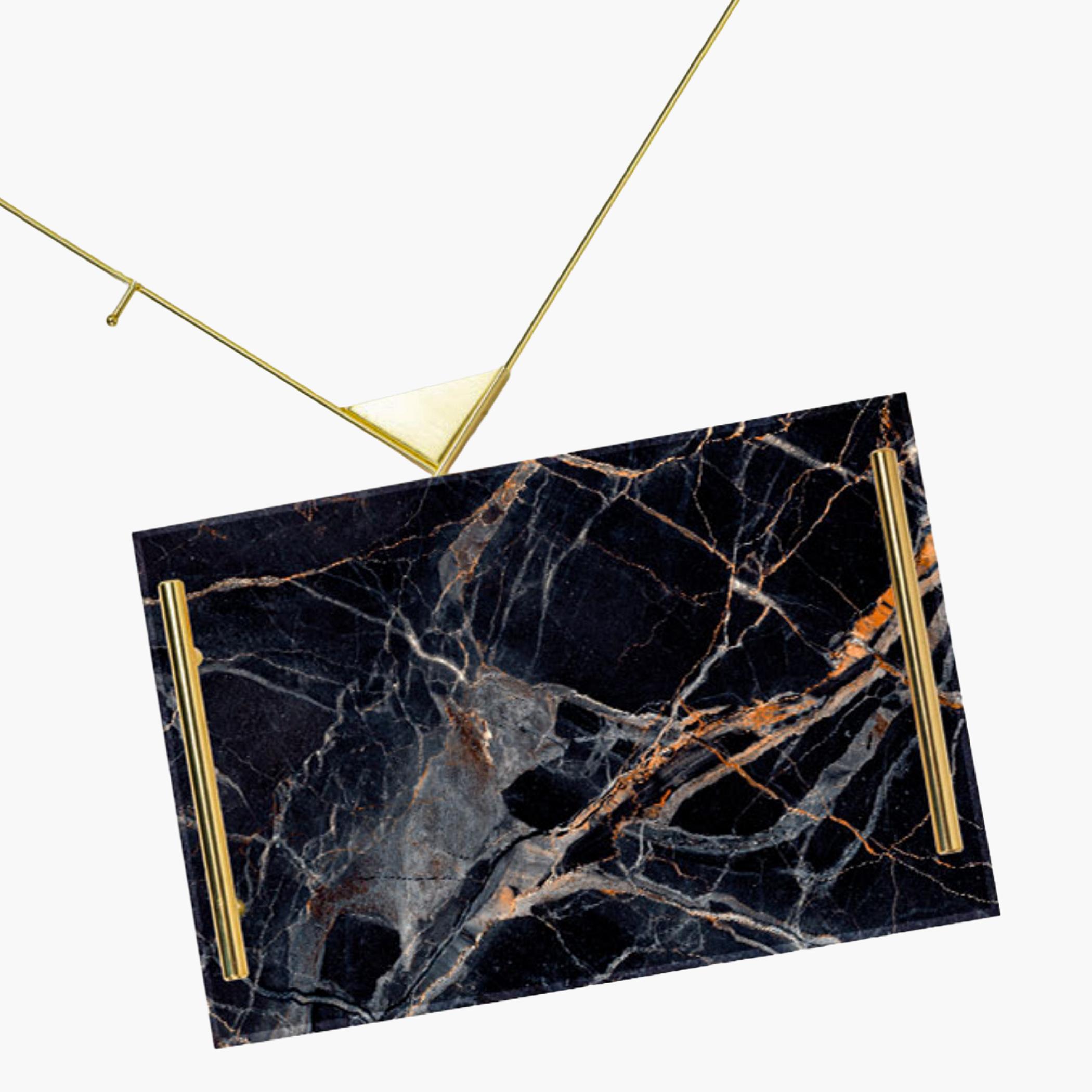 Decorative Acrylic Serving Tray with Gold Metal Handles and Marble Design 20×30 cm-household-dining-serveware-servingtrays-image-2