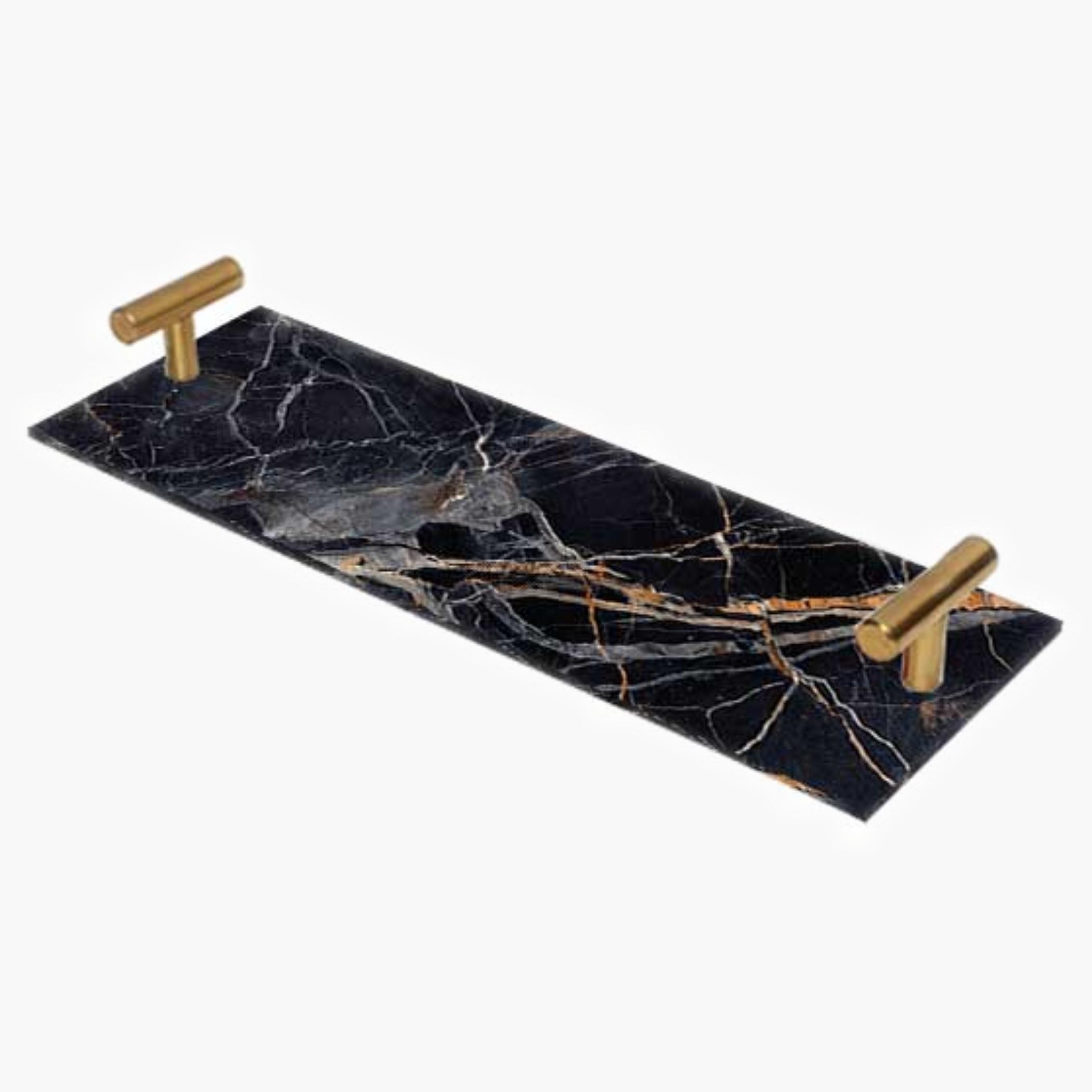 Decorative Acrylic Serving Tray with Gold Metal Handles and Marble Design 10×30 cm-household-dining-serveware-servingtrays-image-4