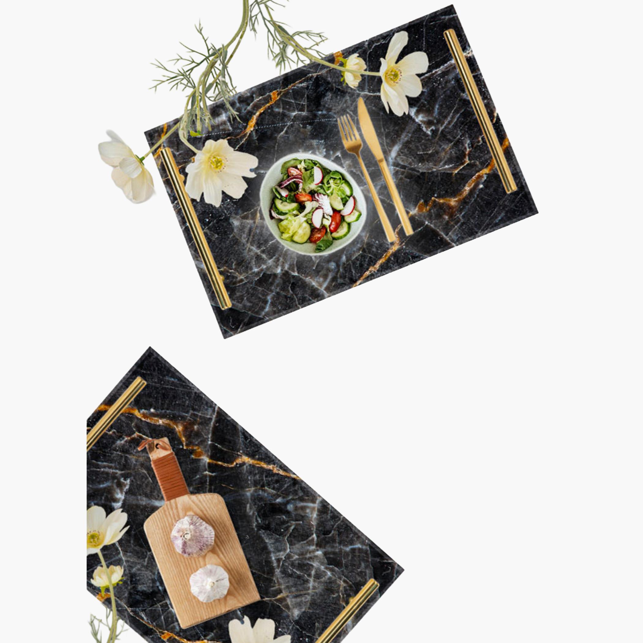 Decorative Acrylic Serving Tray with Gold Metal Handles and Marble Design 24×34 cm-household-dining-serveware-servingtrays-image-4