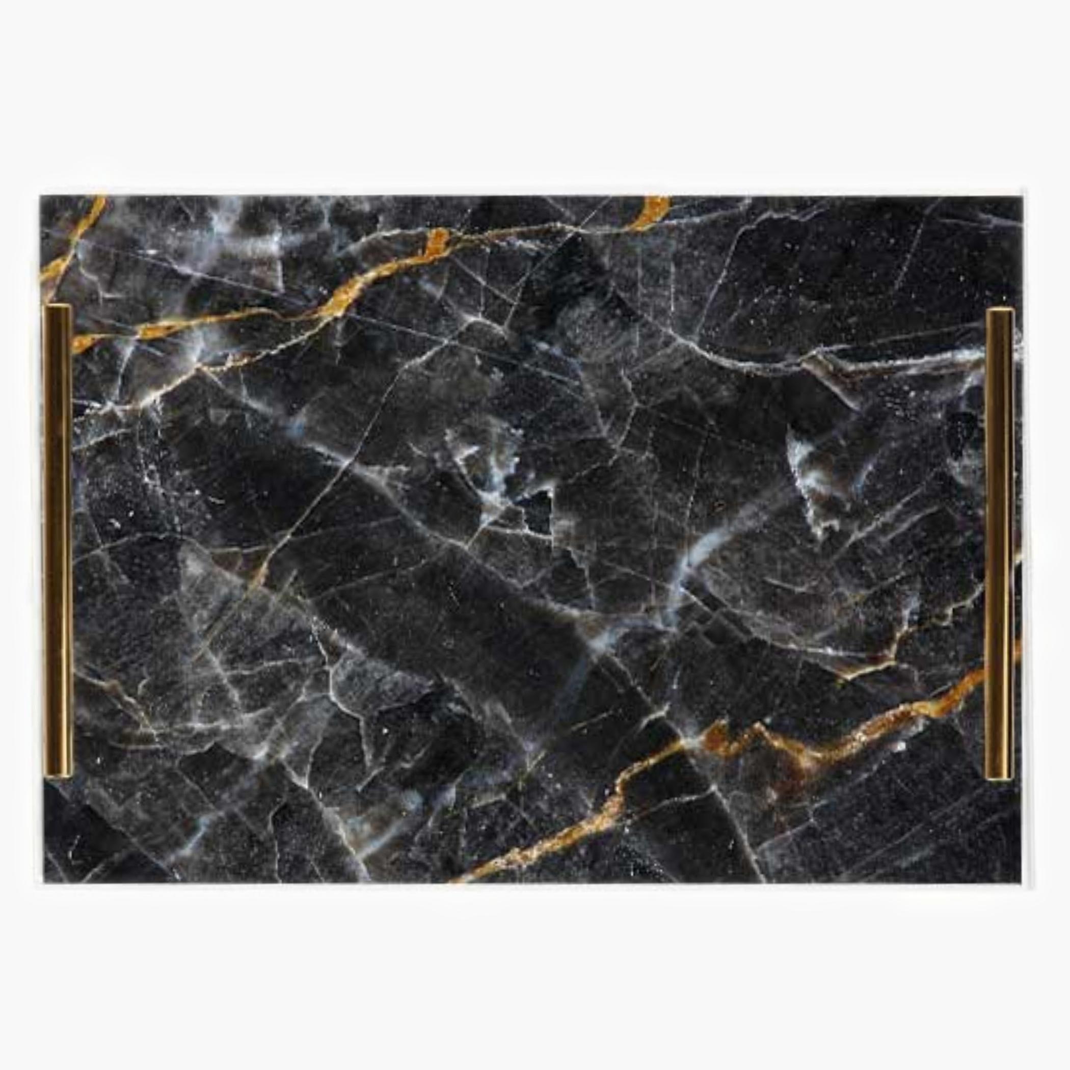 Decorative Acrylic Serving Tray with Gold Metal Handles and Marble Design 24×34 cm-household-dining-serveware-servingtrays-image-5