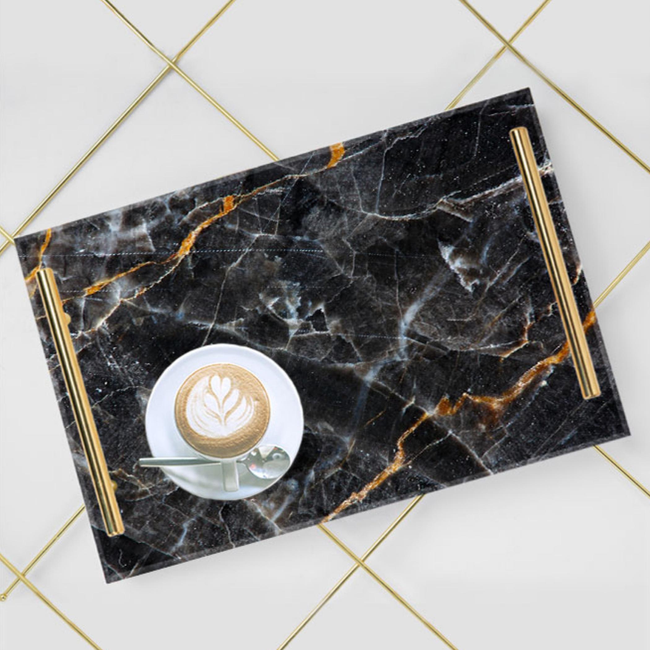 Decorative Acrylic Serving Tray with Gold Metal Handles and Marble Design 20×30 cm-household-dining-serveware-servingtrays-image-4