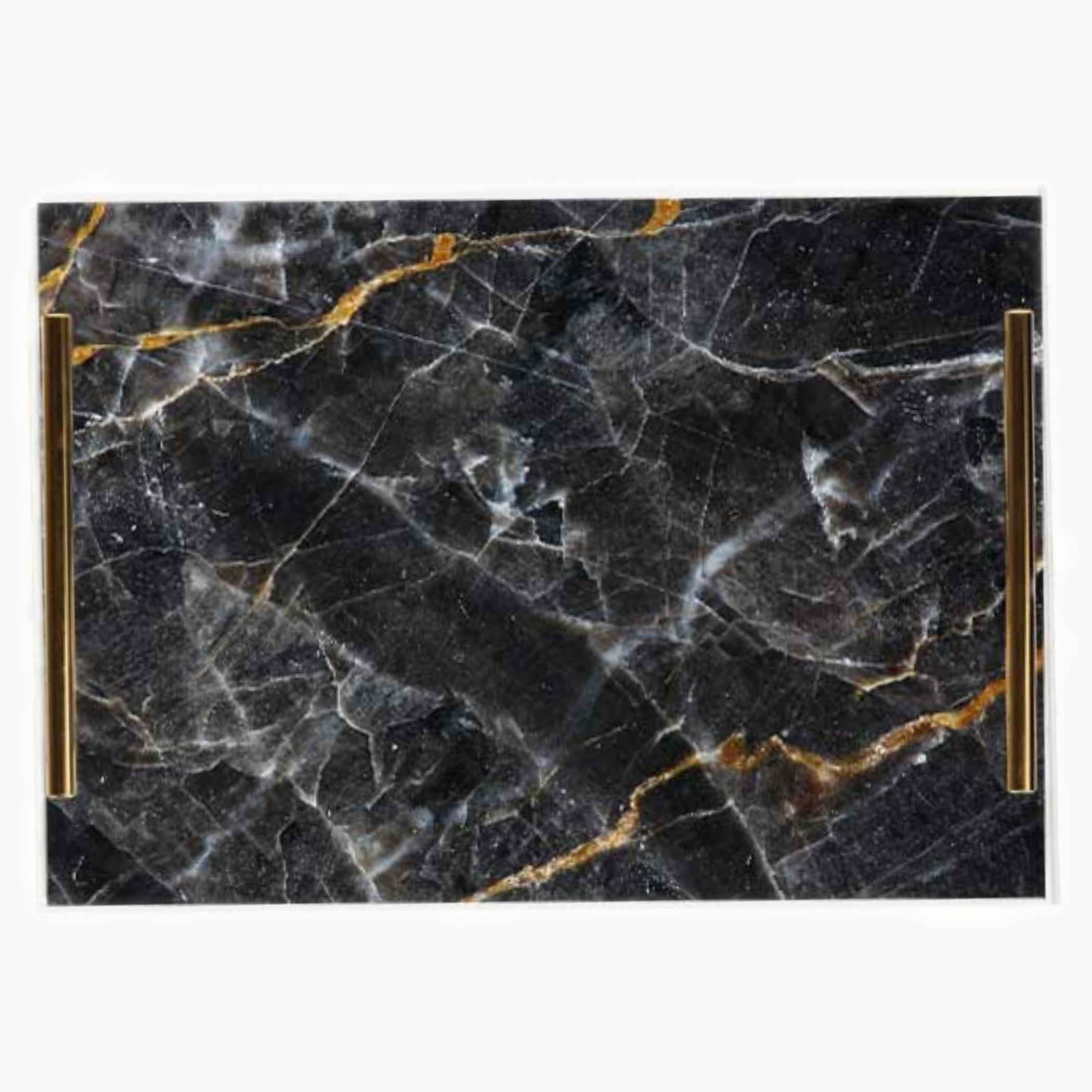 Decorative Acrylic Serving Tray with Gold Metal Handles and Marble Design 20×30 cm-household-dining-serveware-servingtrays-image-6