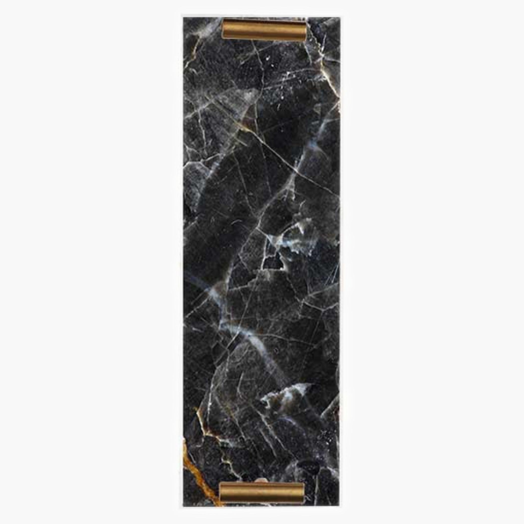 Decorative Acrylic Serving Tray with Gold Metal Handles and Marble Design 10×30 cm-household-dining-serveware-servingtrays-image-2
