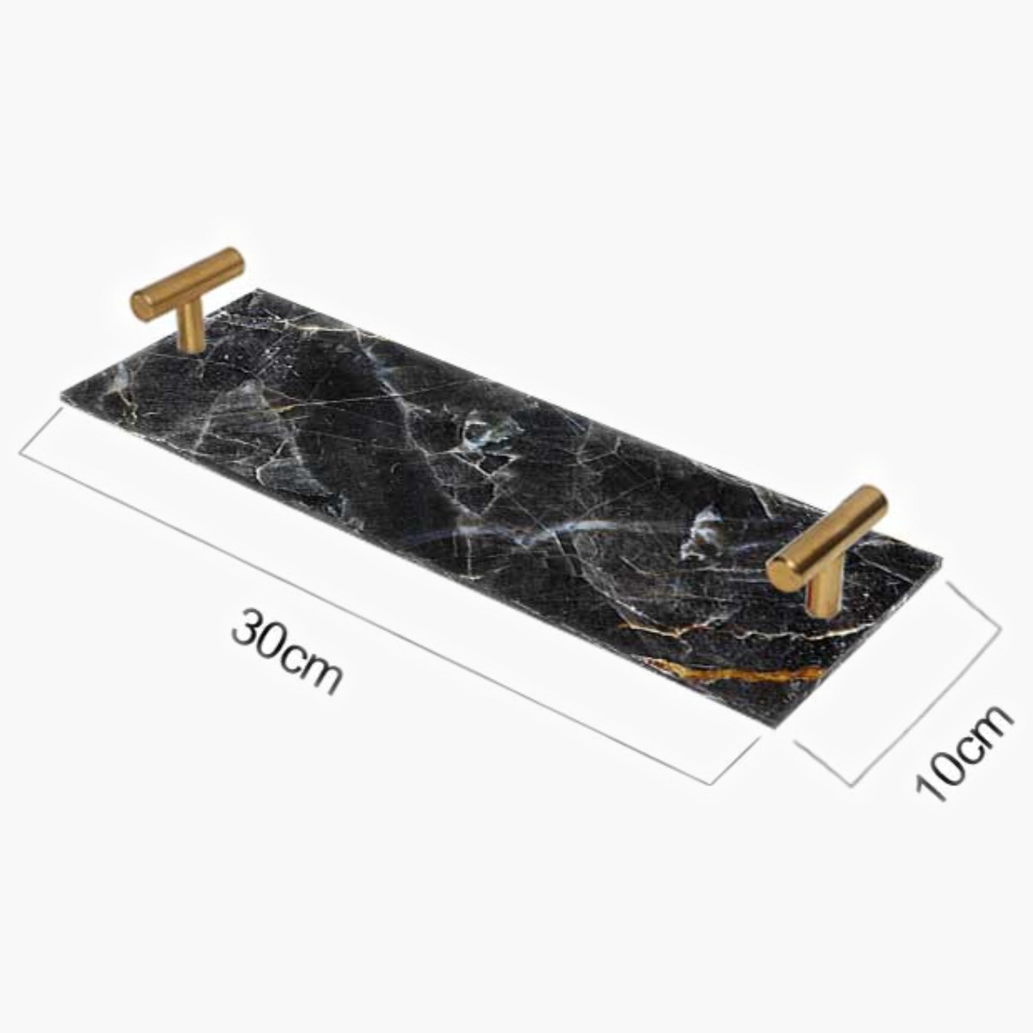 Decorative Acrylic Serving Tray with Gold Metal Handles and Marble Design 10×30 cm-household-dining-serveware-servingtrays-image-4