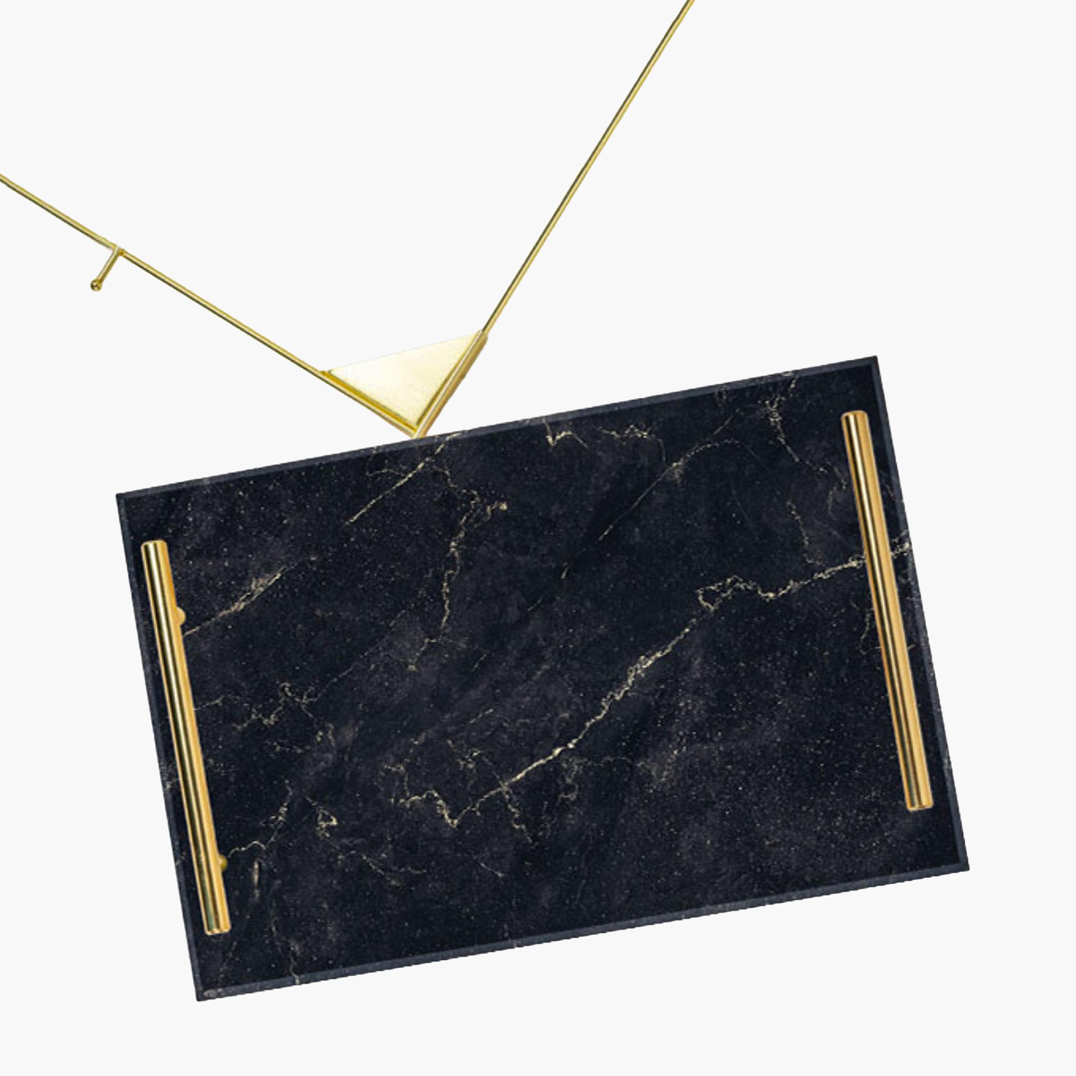 Decorative Acrylic Serving Tray with Gold Metal Handles and Marble Design 24×34 cm-household-dining-serveware-servingtrays-image-6