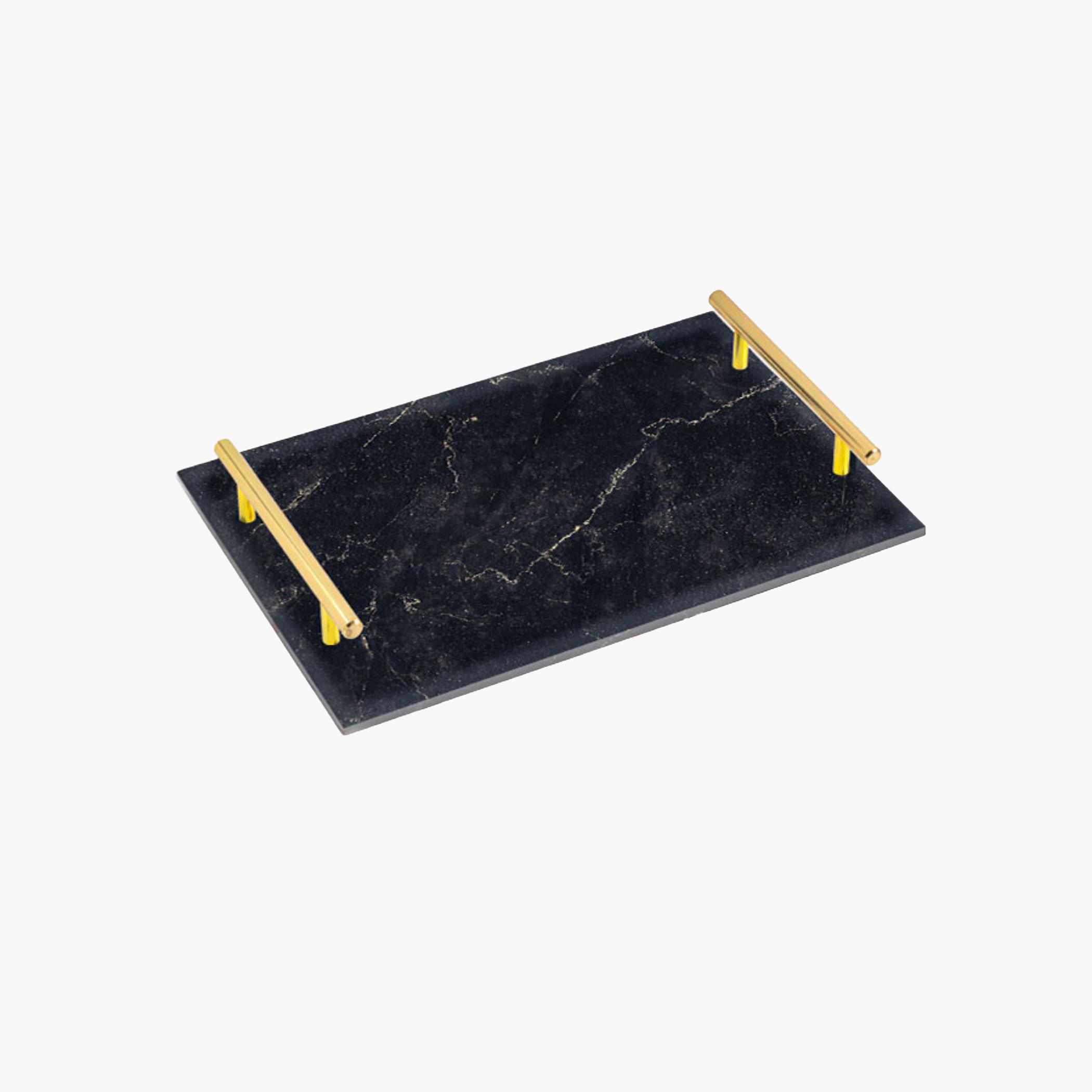 Decorative Acrylic Serving Tray with Gold Metal Handles and Marble Design 20×30 cm-household-dining-serveware-servingtrays-image-4