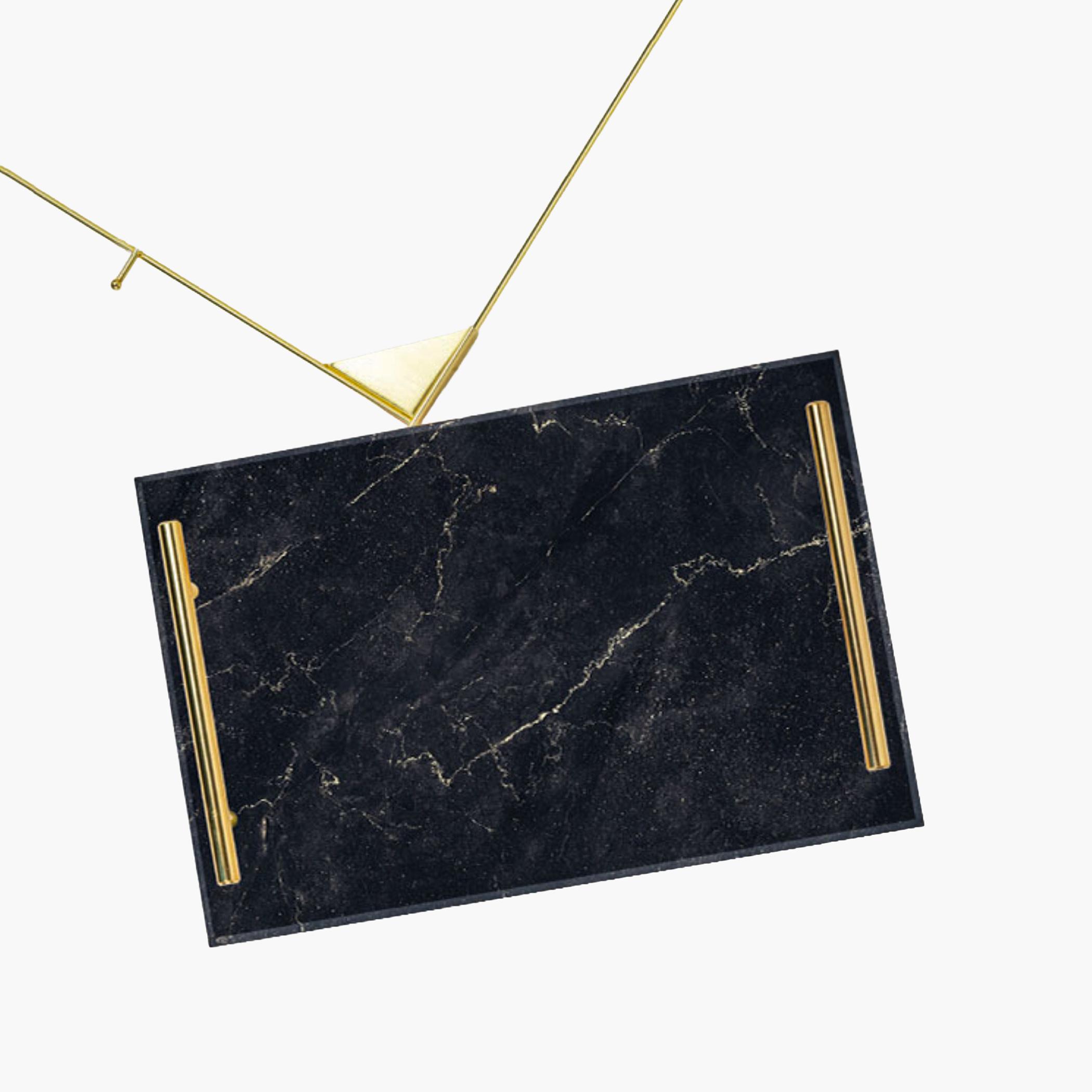 Decorative Acrylic Serving Tray with Gold Metal Handles and Marble Design 20×30 cm-household-dining-serveware-servingtrays-image-5