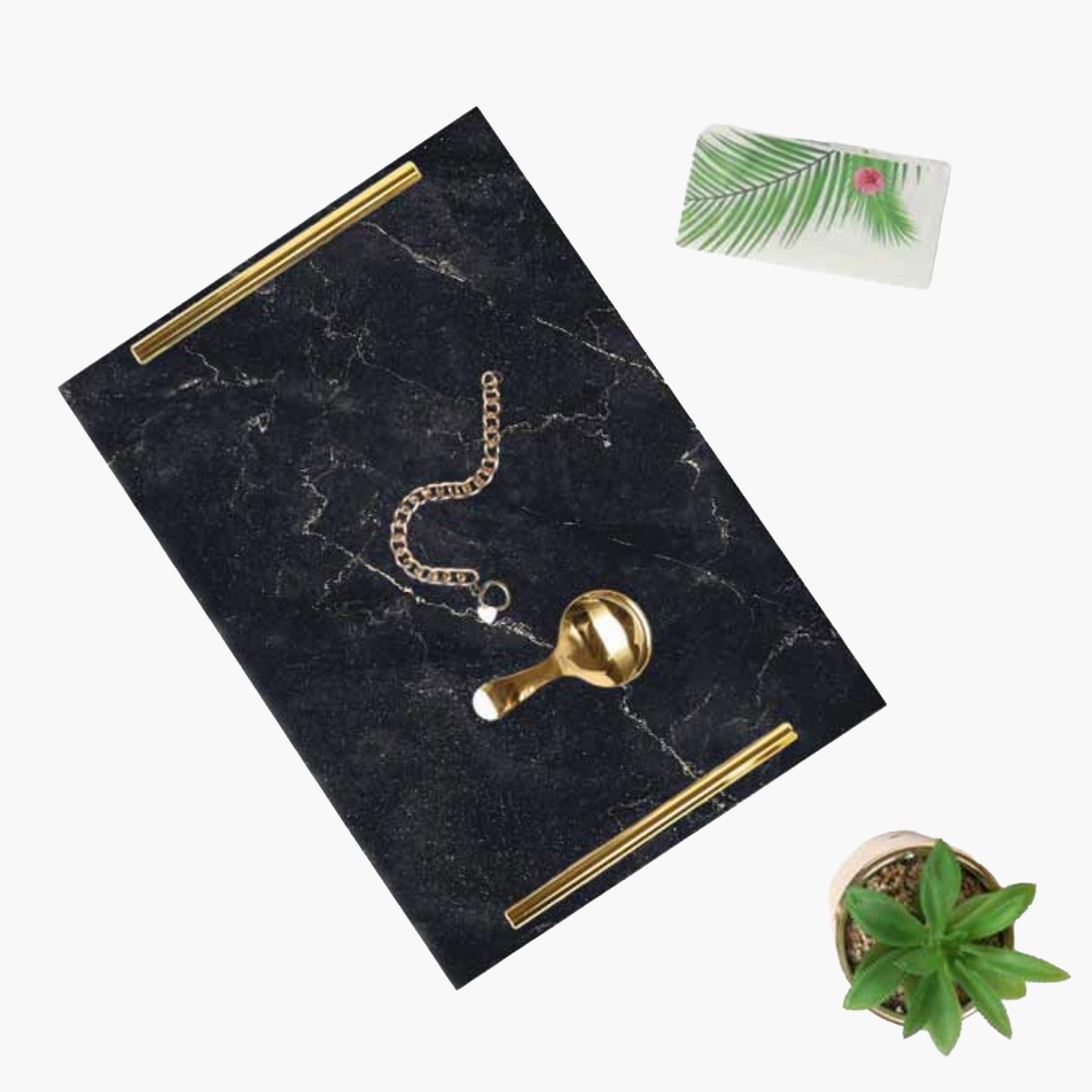 Decorative Acrylic Serving Tray with Gold Metal Handles and Marble Design 20×30 cm-household-dining-serveware-servingtrays-image-6