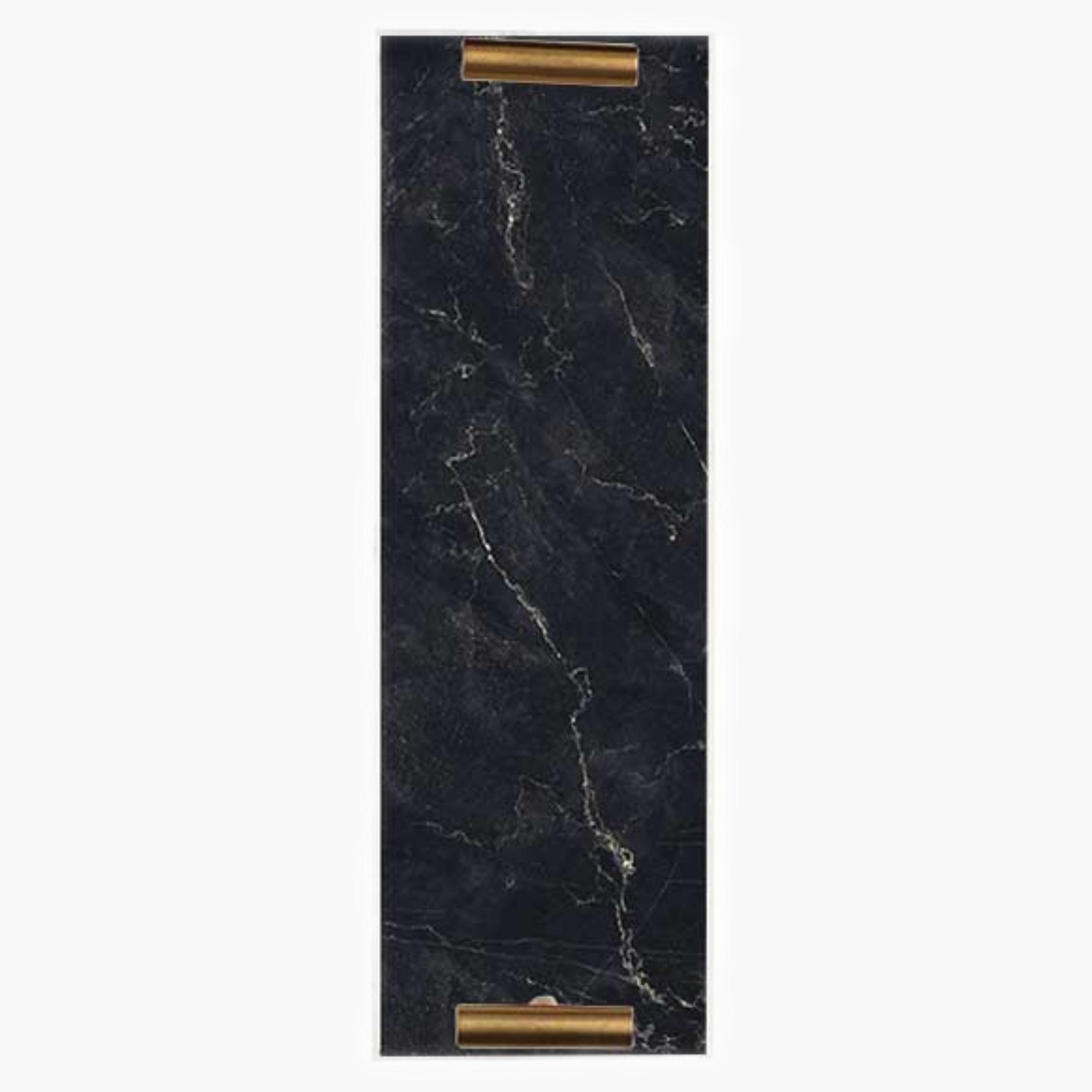 Decorative Acrylic Serving Tray with Gold Metal Handles and Marble Design 10×30 cm-household-dining-serveware-servingtrays-image-1
