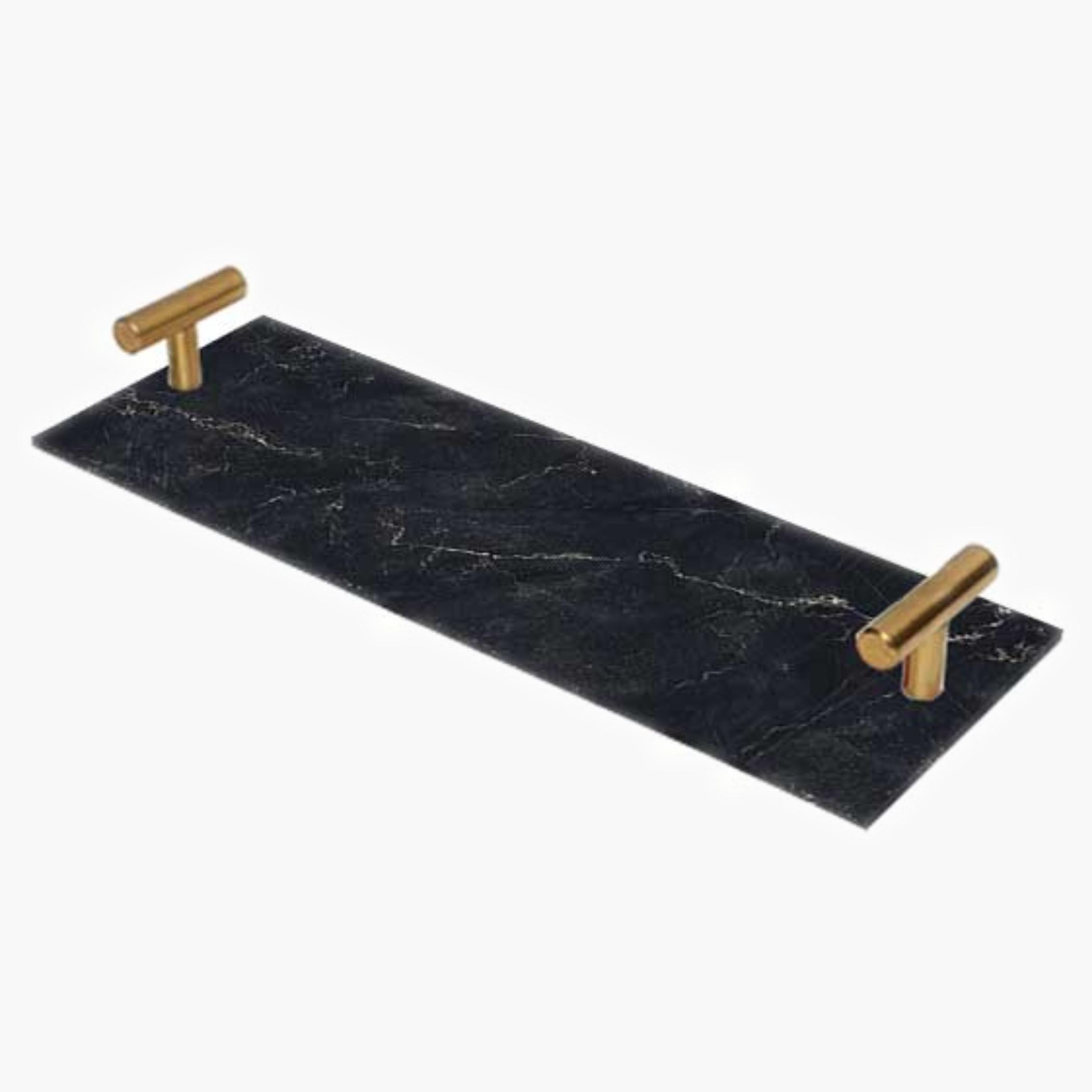 Decorative Acrylic Serving Tray with Gold Metal Handles and Marble Design 10×30 cm-household-dining-serveware-servingtrays-image-2
