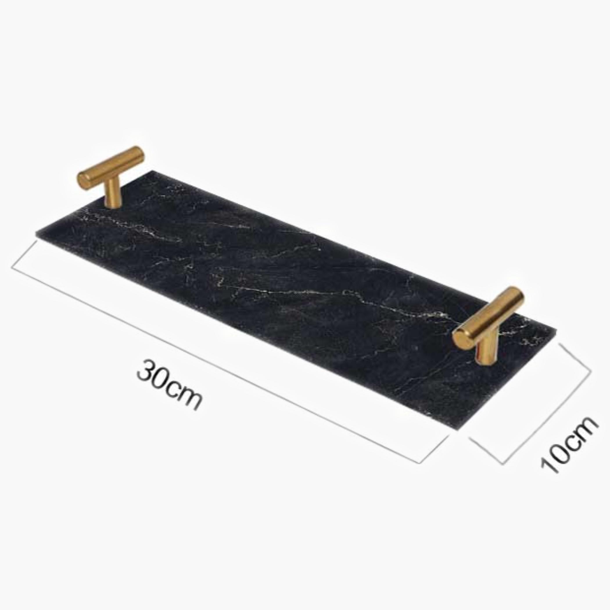 Decorative Acrylic Serving Tray with Gold Metal Handles and Marble Design 10×30 cm-household-dining-serveware-servingtrays-image-5