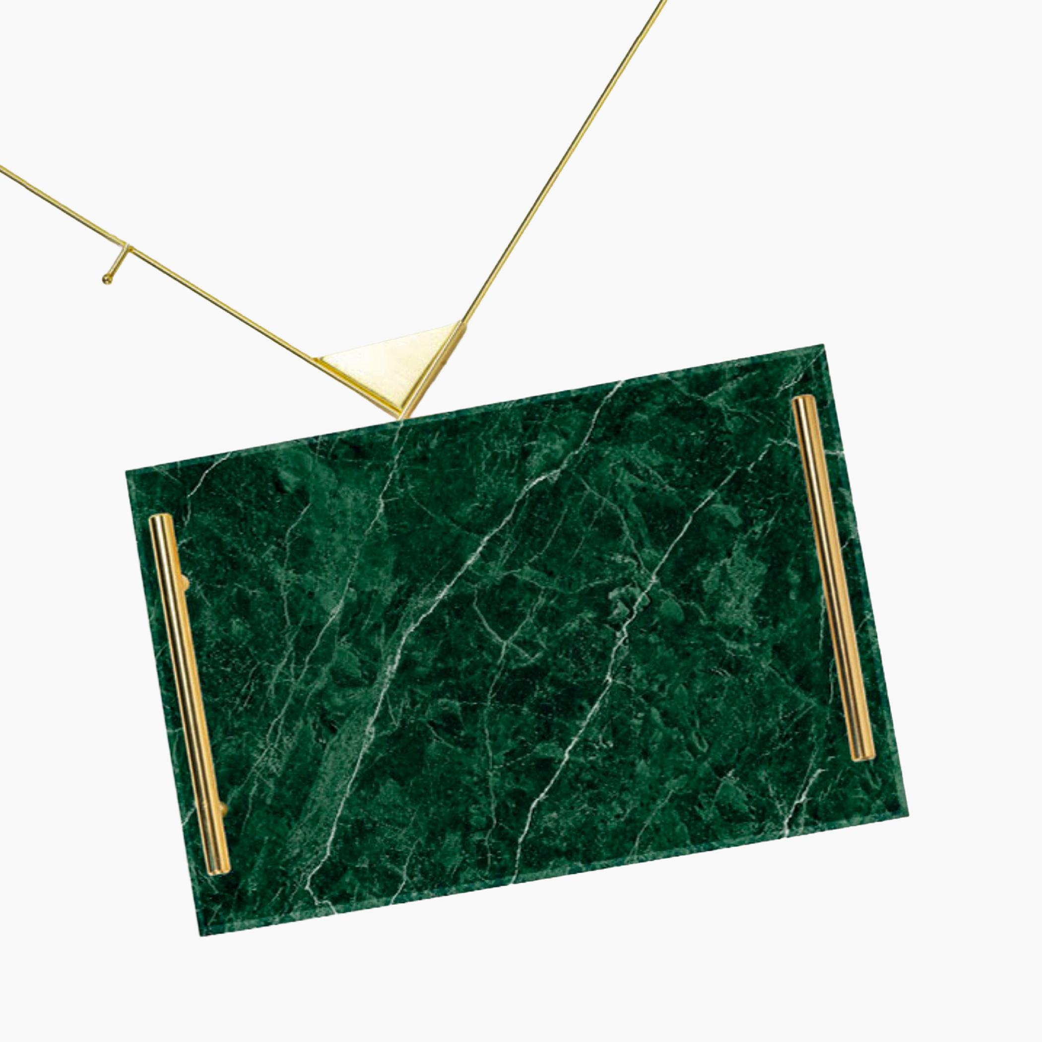 Decorative Acrylic Serving Tray with Gold Metal Handles and Marble Design 24×34 cm-household-dining-serveware-servingtrays-image-2