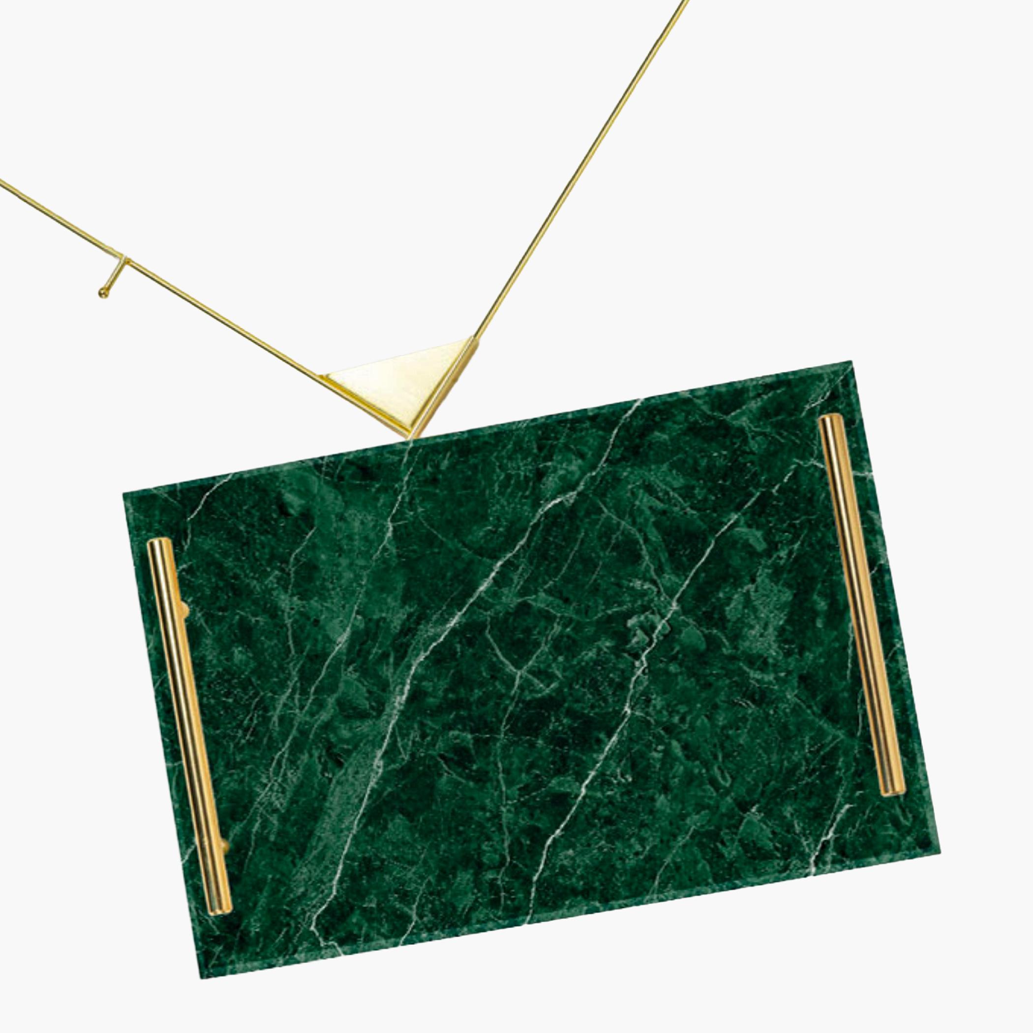 Decorative Acrylic Serving Tray with Gold Metal Handles and Marble Design 20×30 cm-household-dining-serveware-servingtrays-image-1