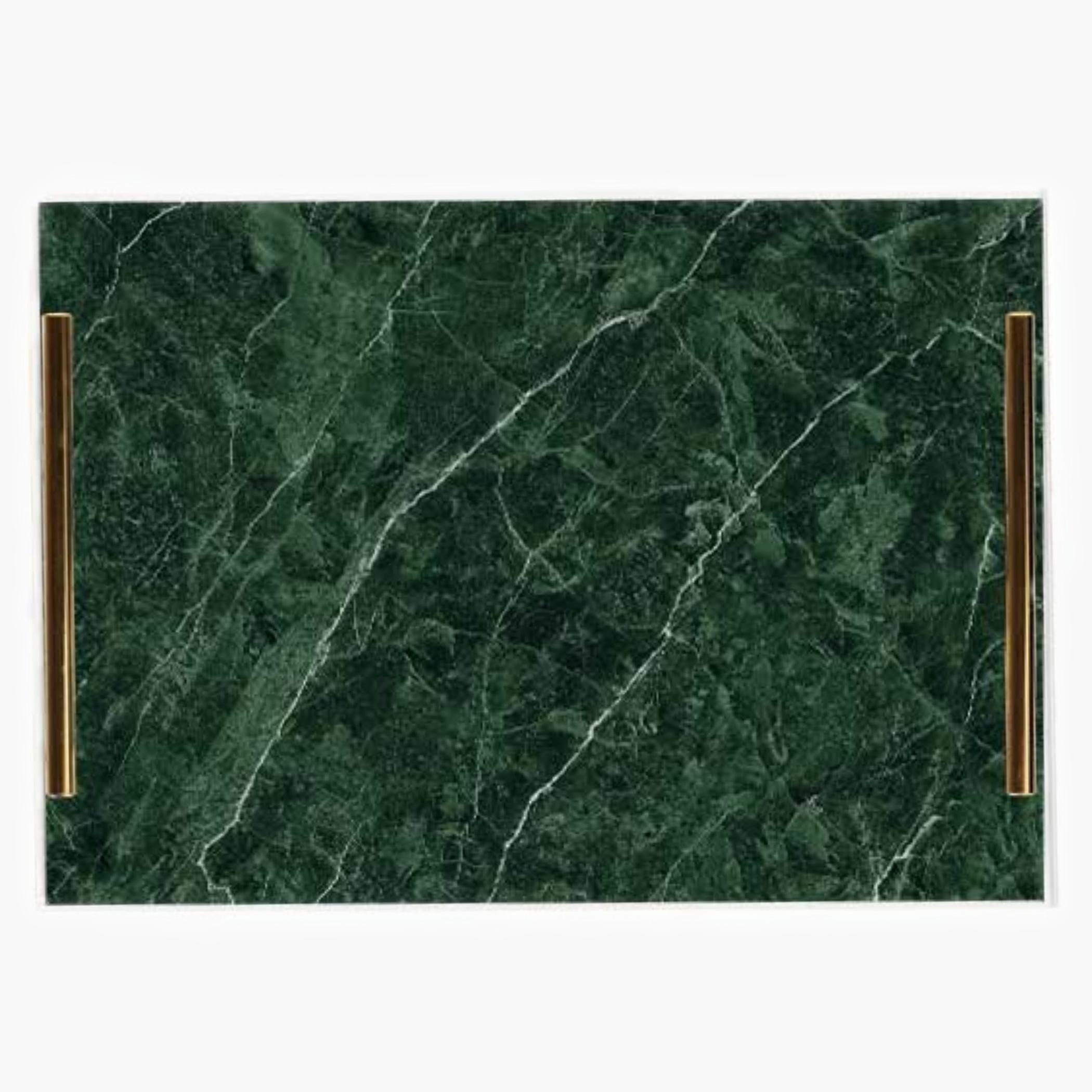 Decorative Acrylic Serving Tray with Gold Metal Handles and Marble Design 20×30 cm-household-dining-serveware-servingtrays-image-4