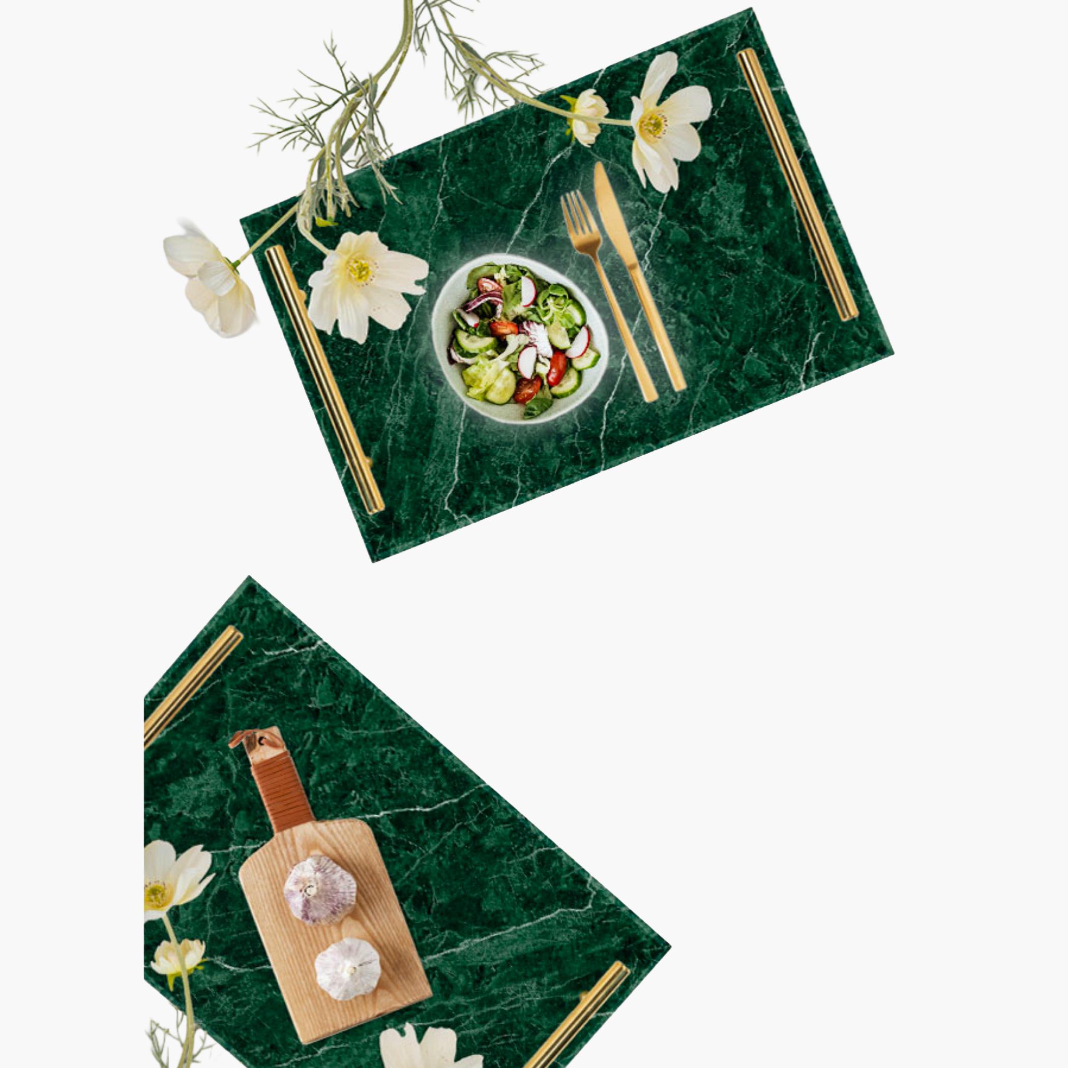 Decorative Acrylic Serving Tray with Gold Metal Handles and Marble Design 20×30 cm-household-dining-serveware-servingtrays-image-5