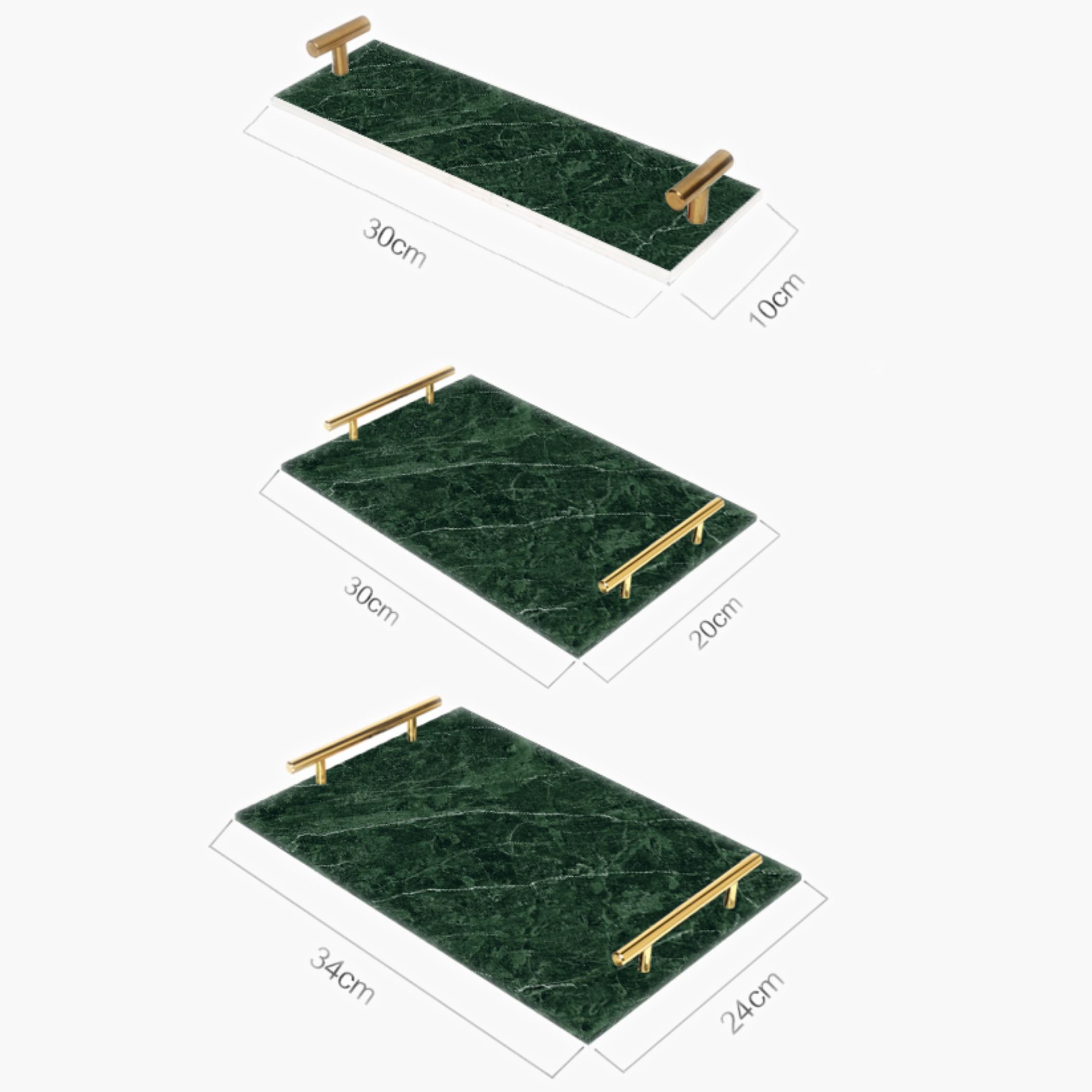 Decorative Acrylic Serving Tray with Gold Metal Handles and Marble Design 10×30 cm-household-dining-serveware-servingtrays-image-5