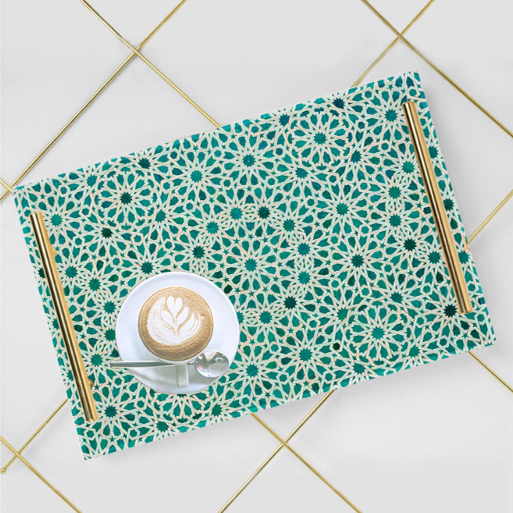 Decorative Acrylic Serving Tray with Gold Metal Handles and Marble Design 24×34 cm-household-dining-serveware-servingtrays-image-3
