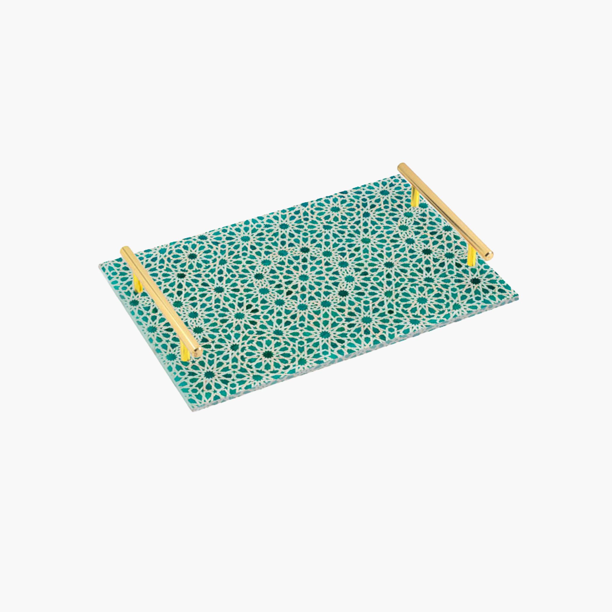Decorative Acrylic Serving Tray with Gold Metal Handles and Marble Design 20×30 cm-household-dining-serveware-servingtrays-image-6
