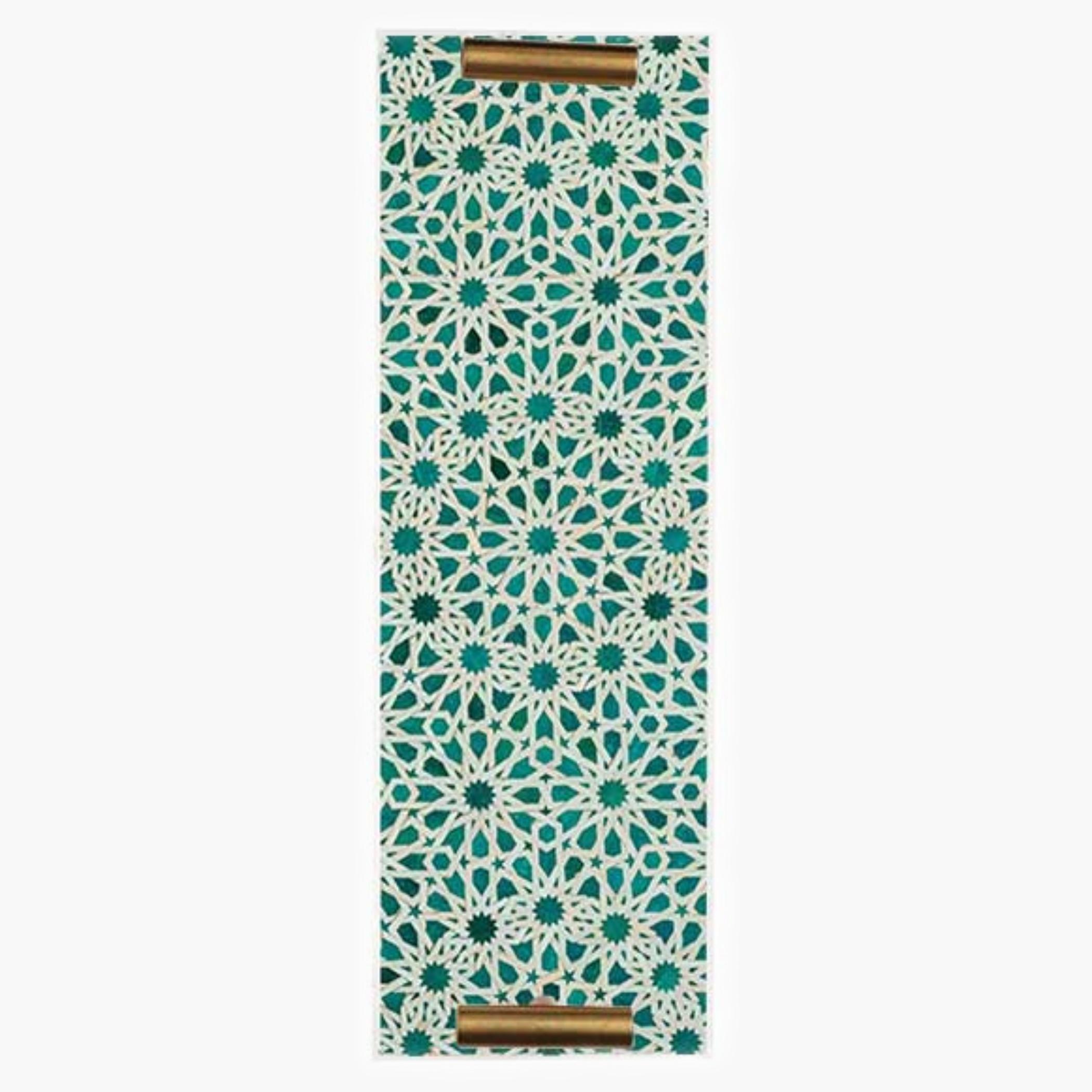 Decorative Acrylic Serving Tray with Gold Metal Handles and Marble Design 10×30 cm-household-dining-serveware-servingtrays-image-2