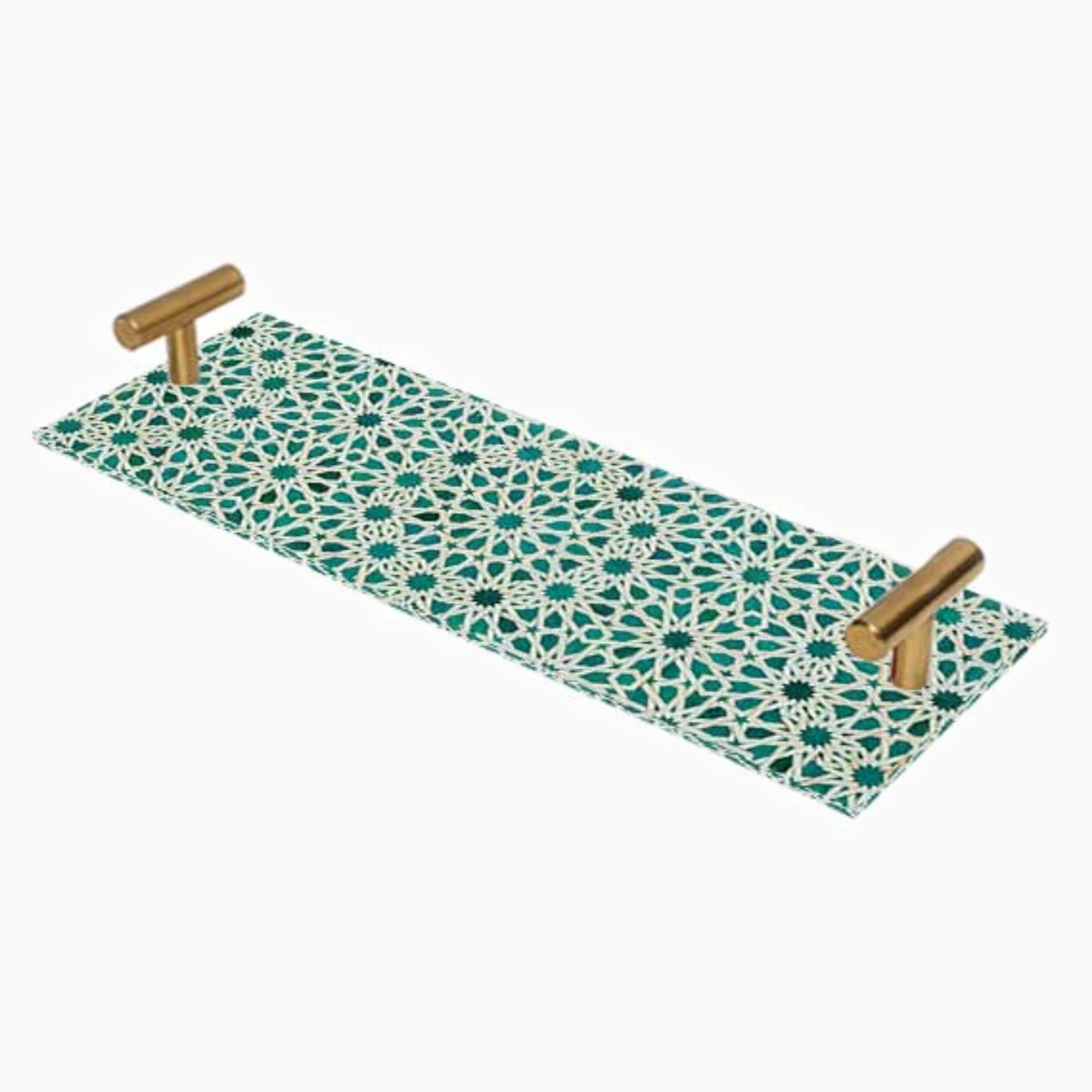 Decorative Acrylic Serving Tray with Gold Metal Handles and Marble Design 10×30 cm-household-dining-serveware-servingtrays-image-3