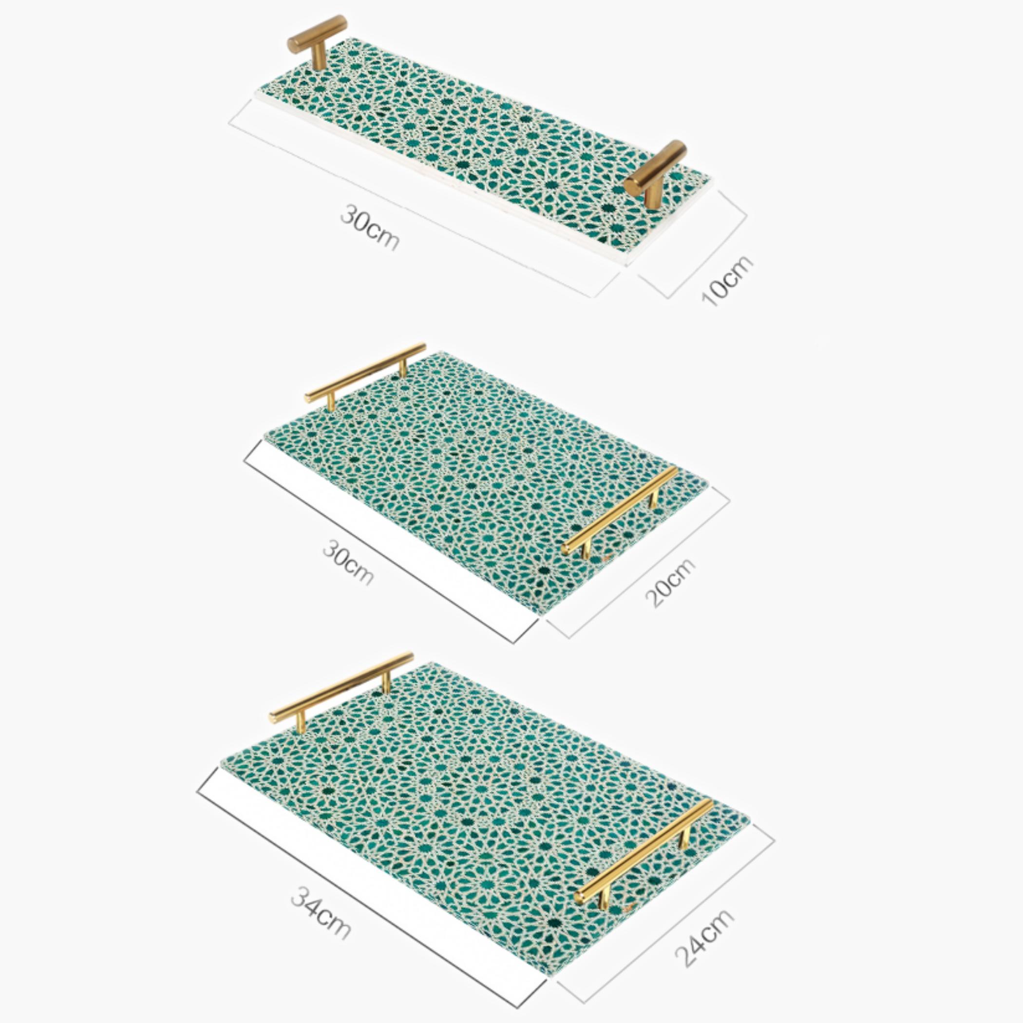 Decorative Acrylic Serving Tray with Gold Metal Handles and Marble Design 10×30 cm-household-dining-serveware-servingtrays-image-4