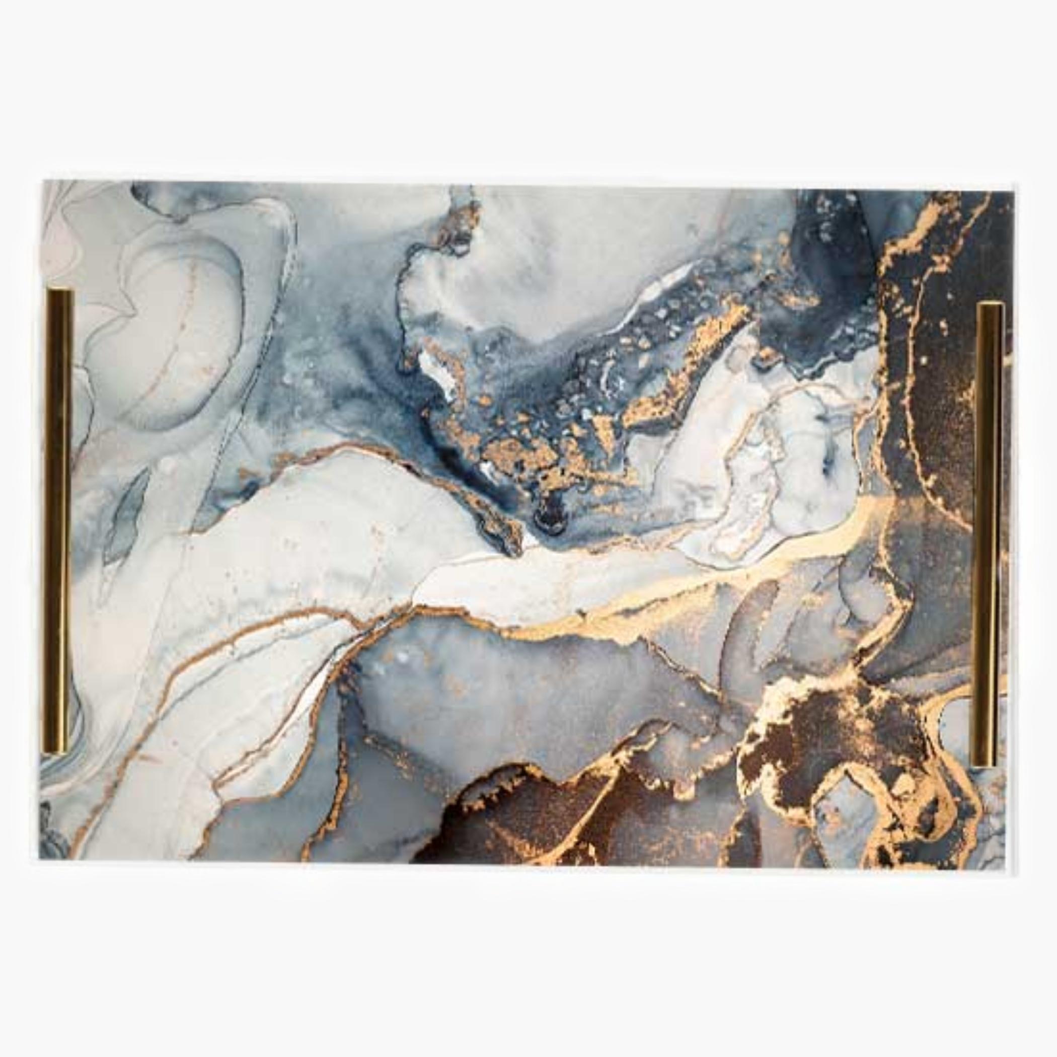 Decorative Acrylic Serving Tray with Gold Metal Handles and Marble Design 20×30 cm-household-dining-serveware-servingtrays-image-5