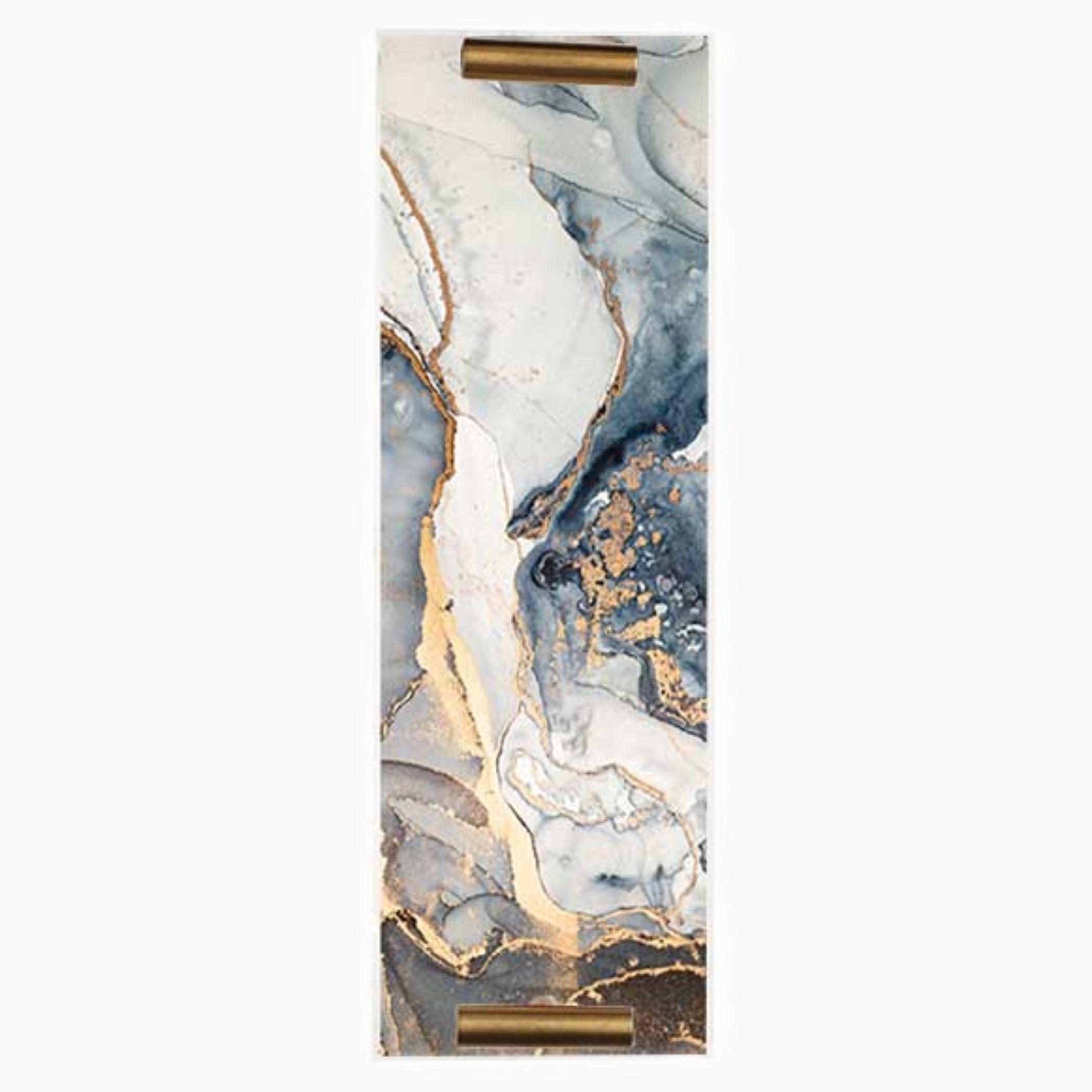 Decorative Acrylic Serving Tray with Gold Metal Handles and Marble Design 10×30 cm-household-dining-serveware-servingtrays-image-5