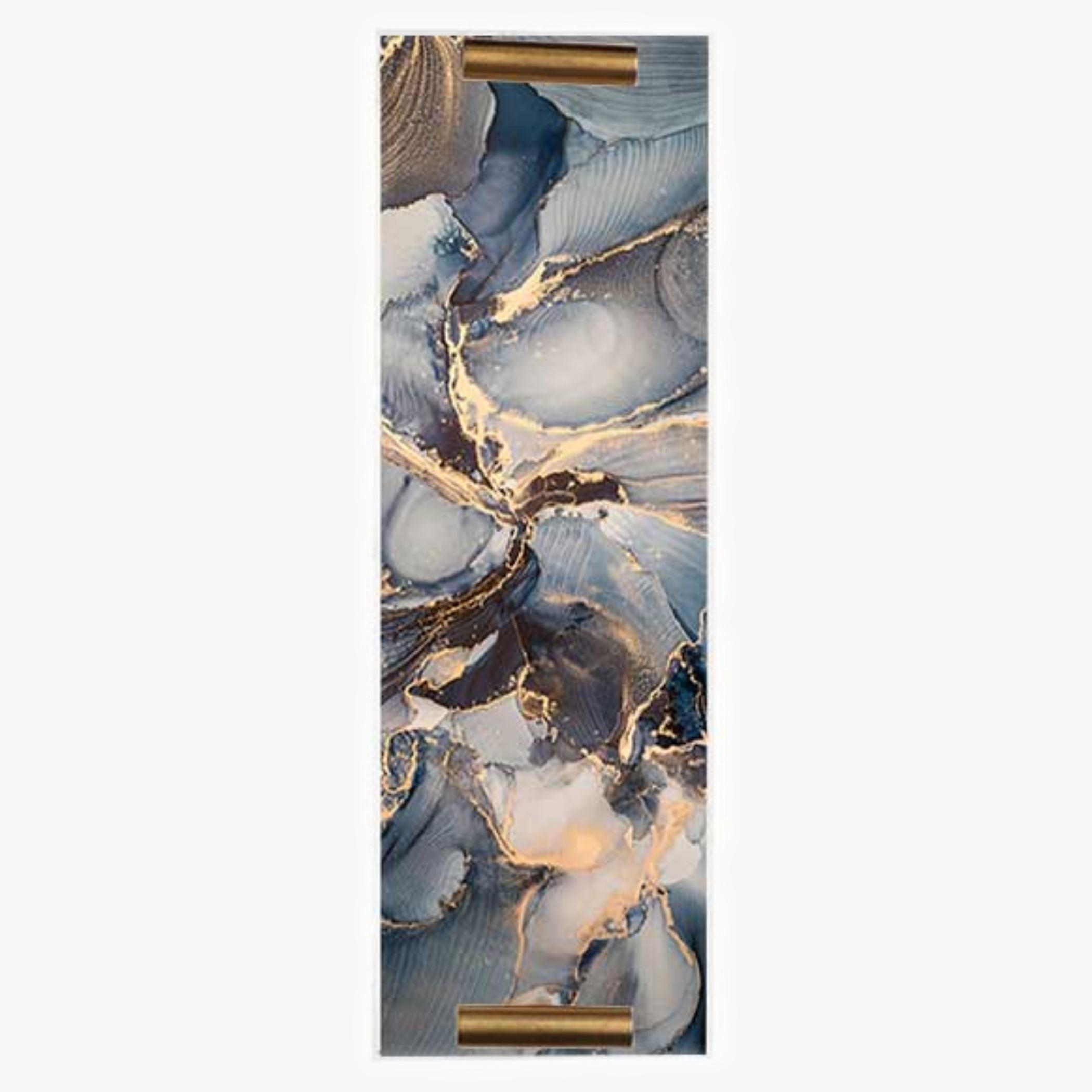 Decorative Acrylic Serving Tray with Gold Metal Handles and Marble Design 10×30 cm-household-dining-serveware-servingtrays-image-2