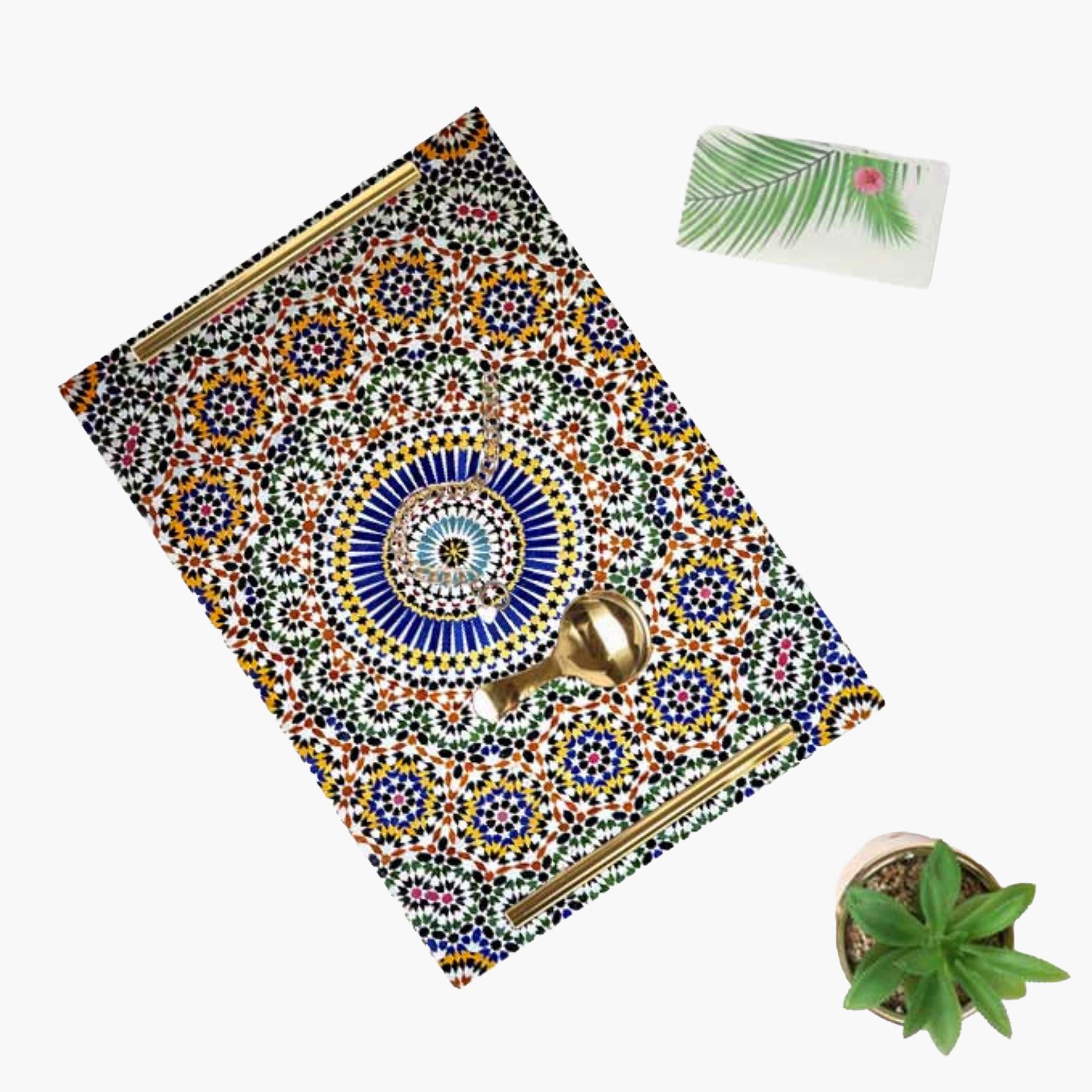 Decorative Acrylic Serving Tray with Gold Metal Handles and Marble Design 24×34 cm-household-dining-serveware-servingtrays-image-4