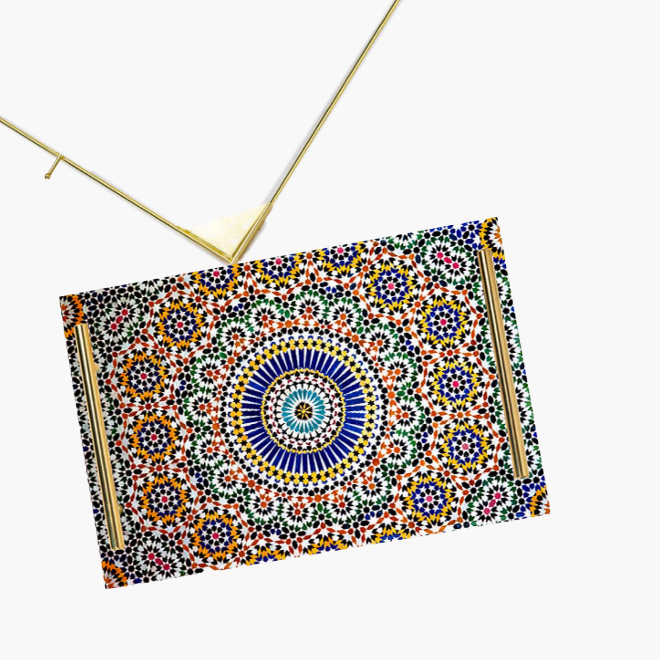 Decorative Acrylic Serving Tray with Gold Metal Handles and Marble Design 20×30 cm-household-dining-serveware-servingtrays-image-3
