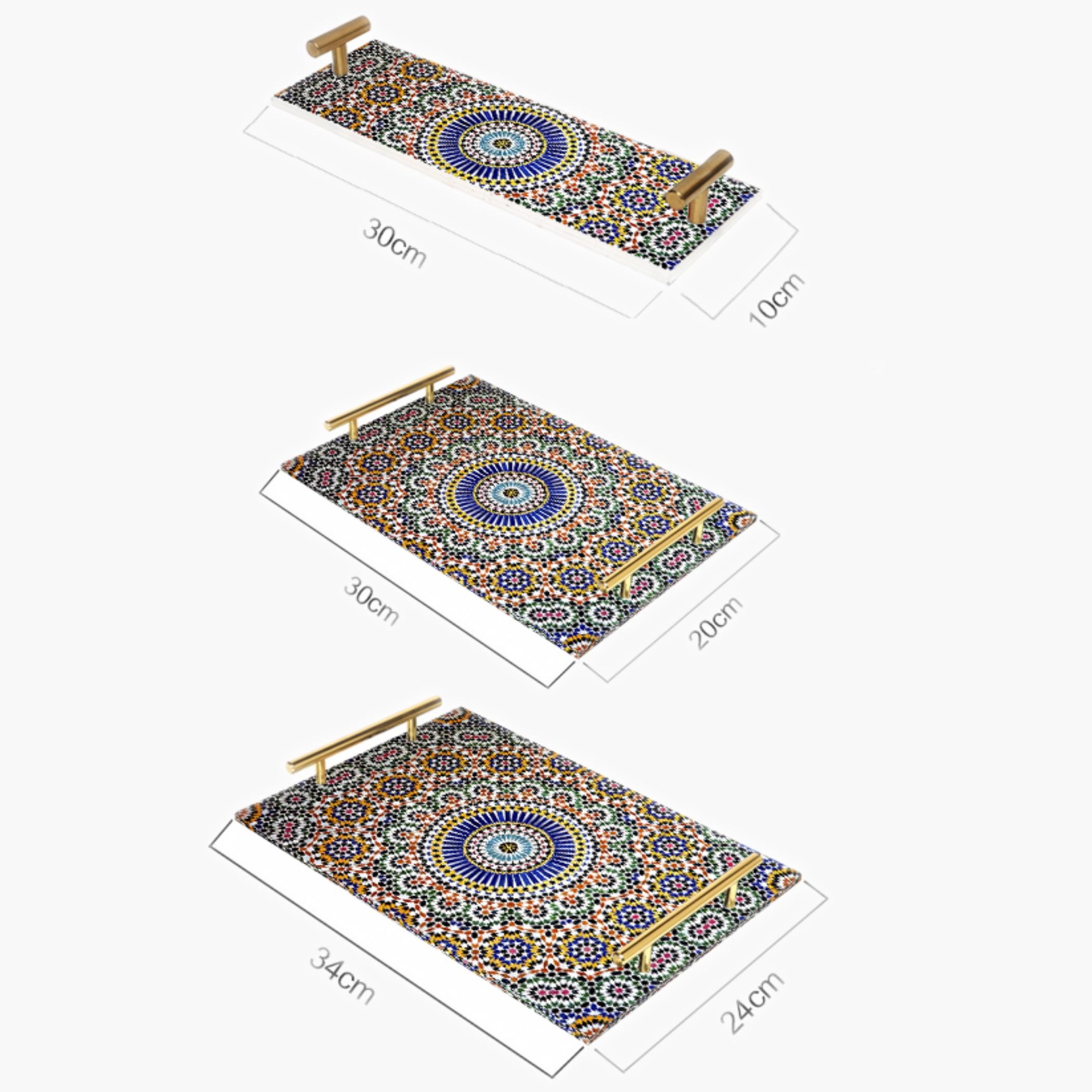 Decorative Acrylic Serving Tray with Gold Metal Handles and Marble Design 10×30 cm-household-dining-serveware-servingtrays-image-3
