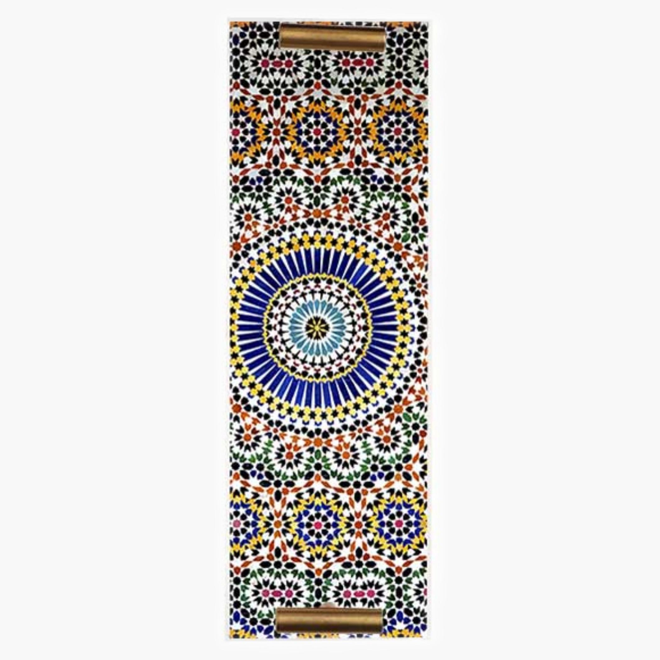 Decorative Acrylic Serving Tray with Gold Metal Handles and Marble Design 10×30 cm-household-dining-serveware-servingtrays-image-4