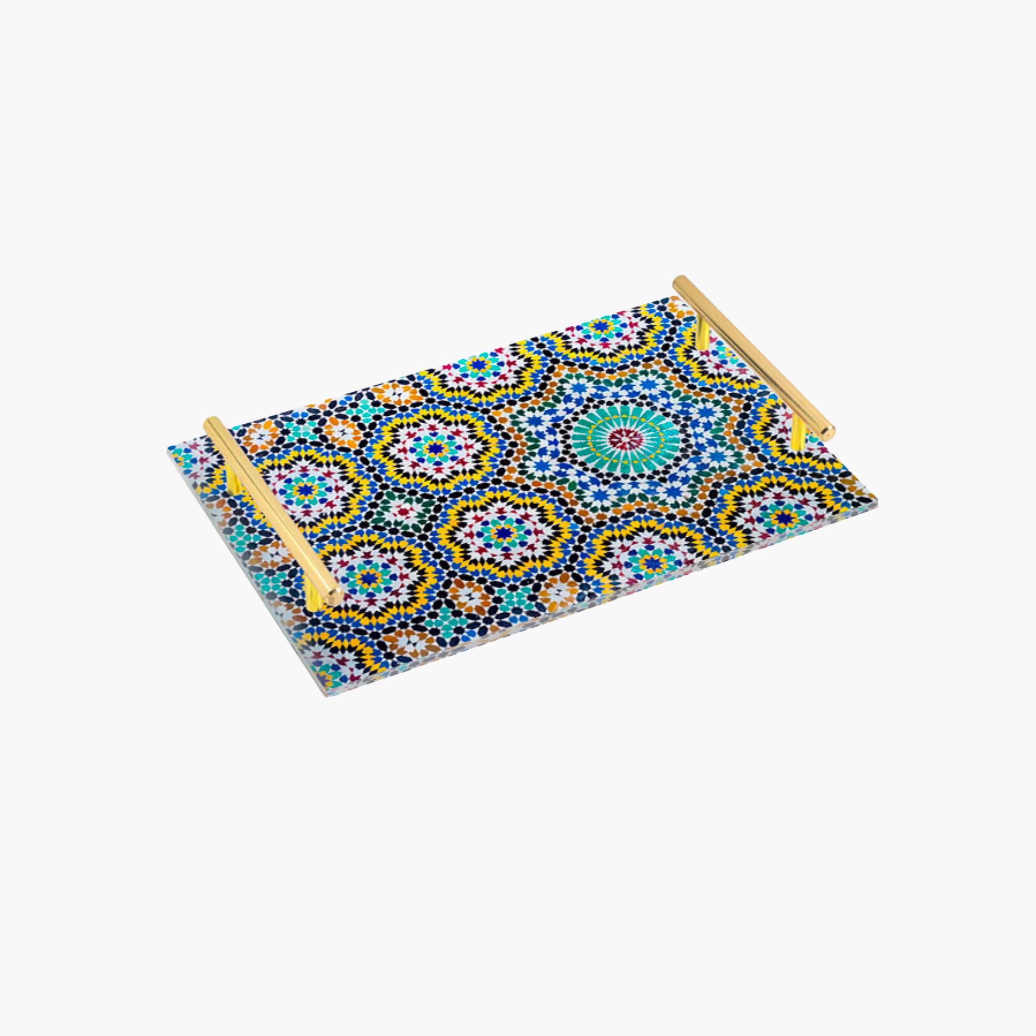 Decorative Acrylic Serving Tray with Gold Metal Handles and Marble Design 24×34 cm-household-dining-serveware-servingtrays-image-3