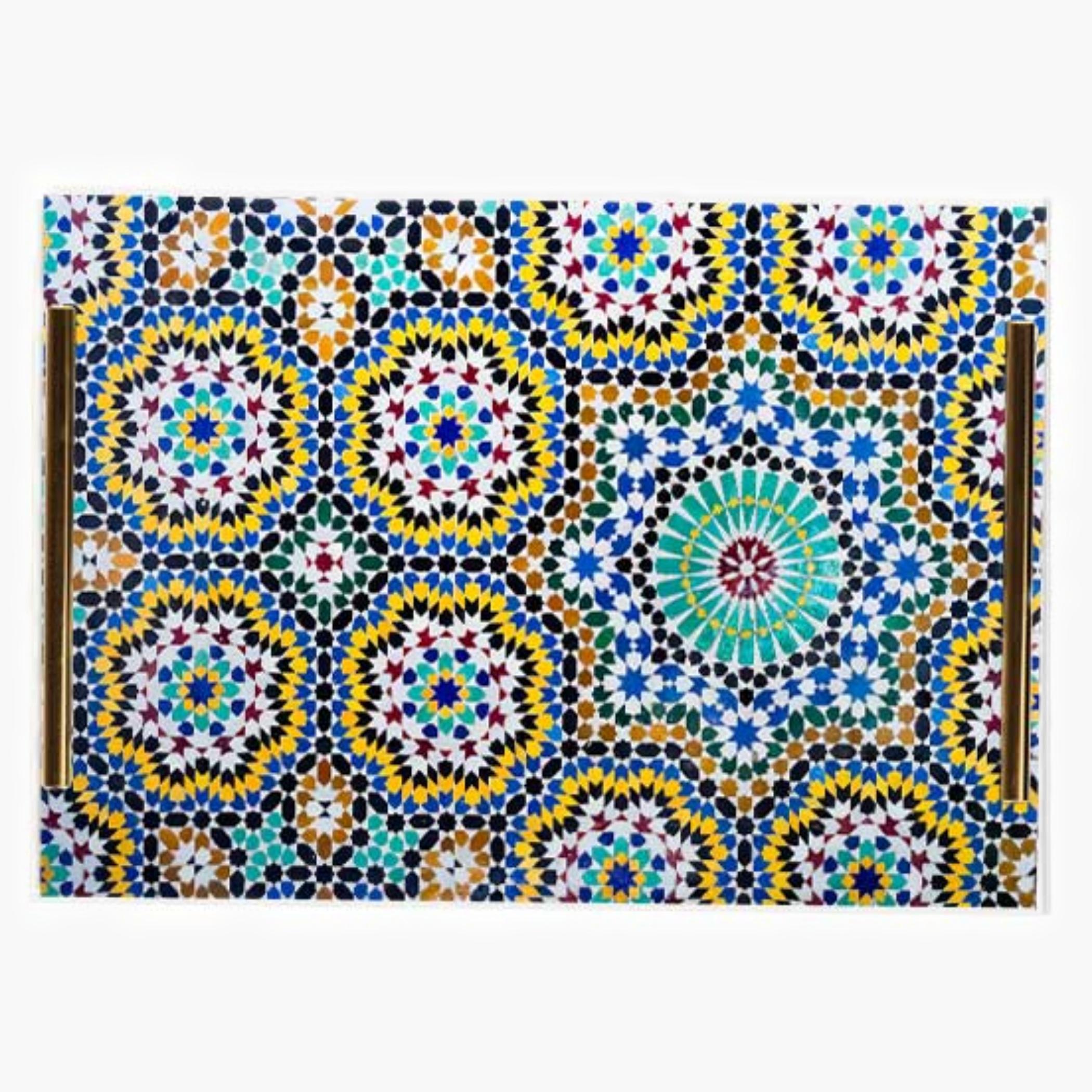 Decorative Acrylic Serving Tray with Gold Metal Handles and Marble Design 24×34 cm-household-dining-serveware-servingtrays-image-4