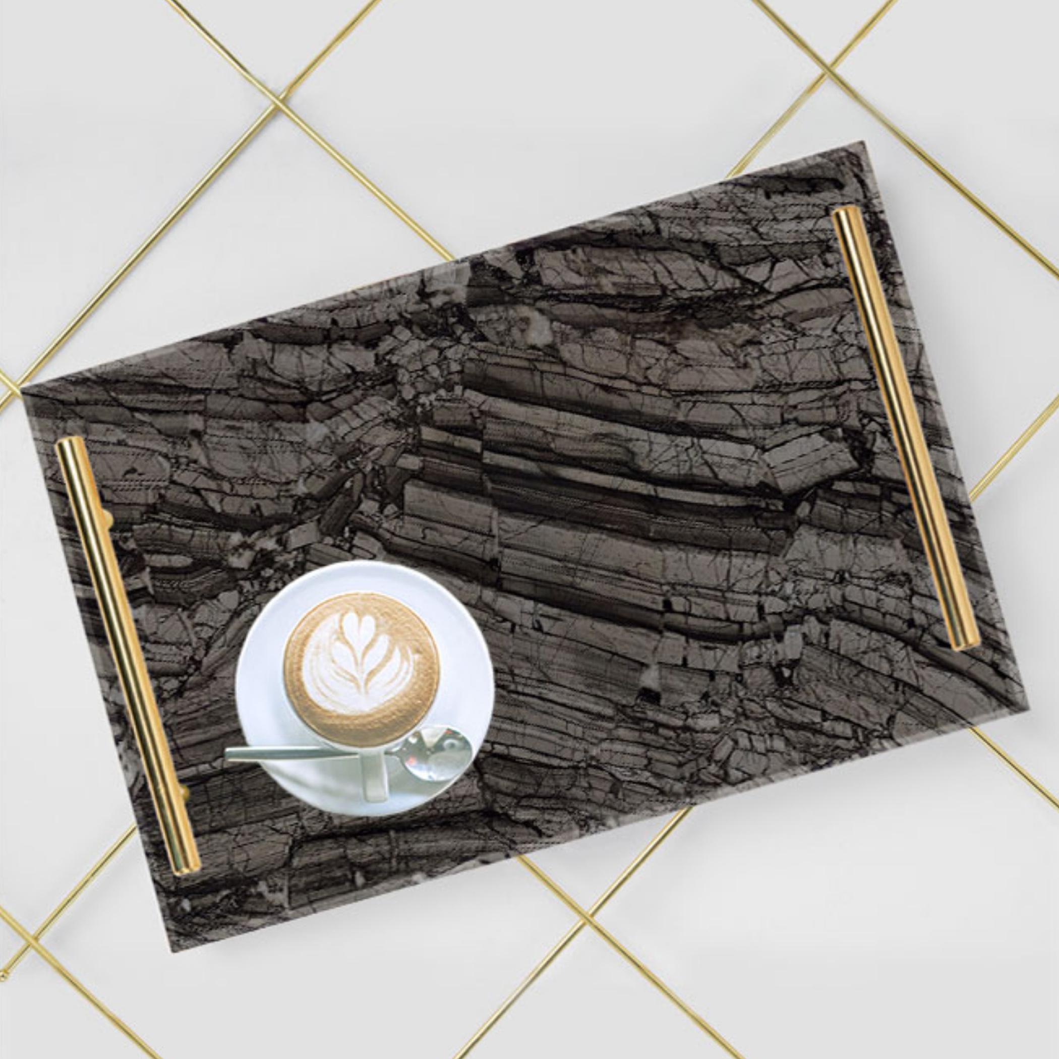 Decorative Acrylic Serving Tray with Gold Metal Handles and Marble Design 24×34 cm-household-dining-serveware-servingtrays-image-1
