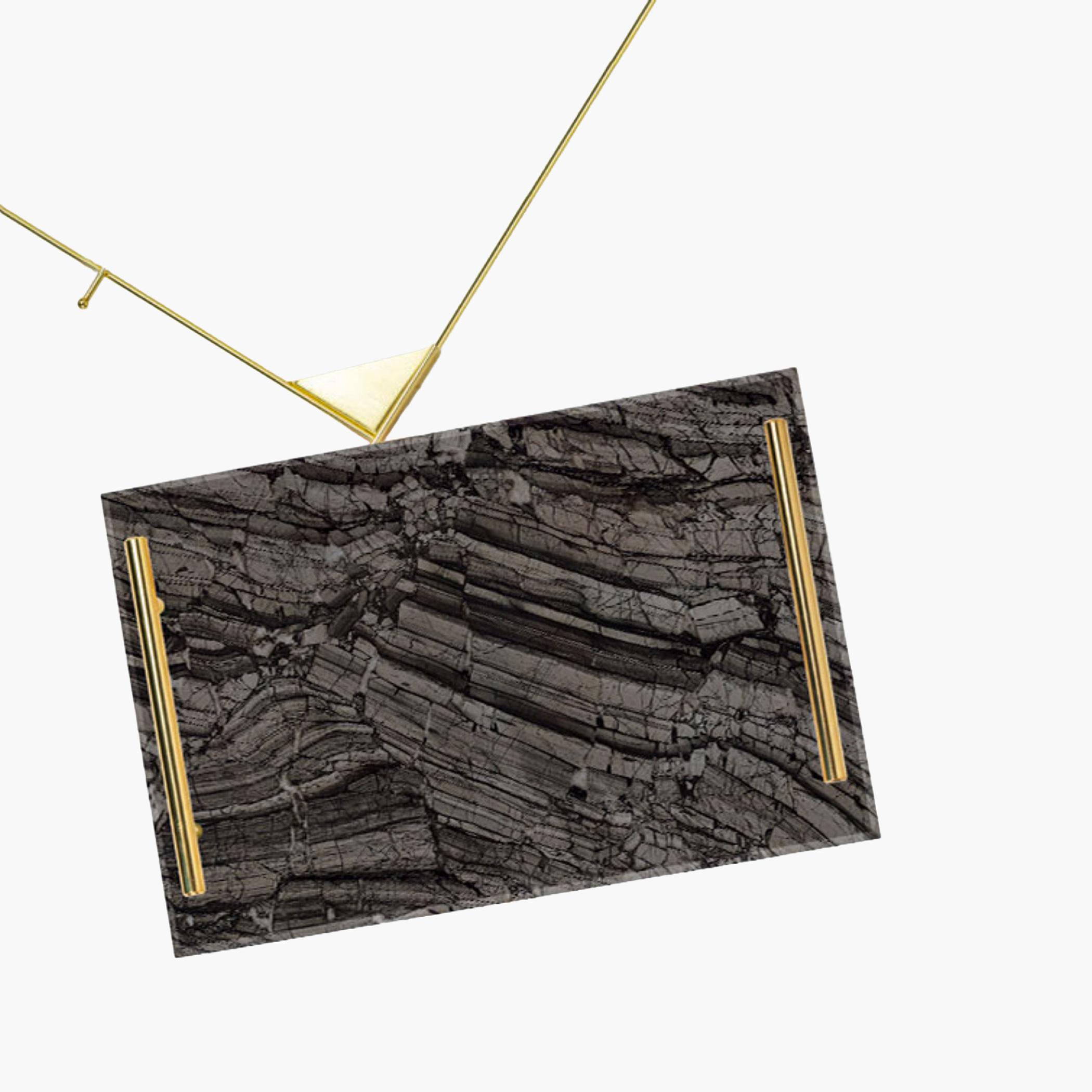 Decorative Acrylic Serving Tray with Gold Metal Handles and Marble Design 24×34 cm-household-dining-serveware-servingtrays-image-6